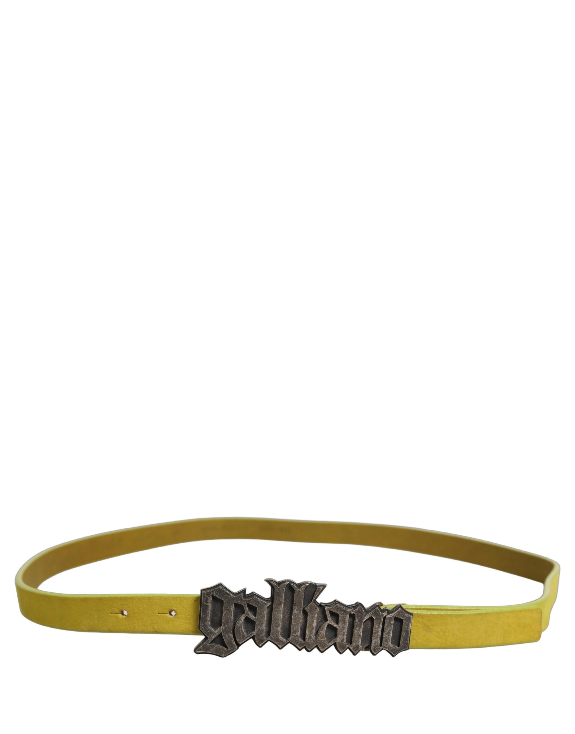 Dolce & Gabbana Yellow Waxed Leather Rustic Silver Logo Buckle Belt