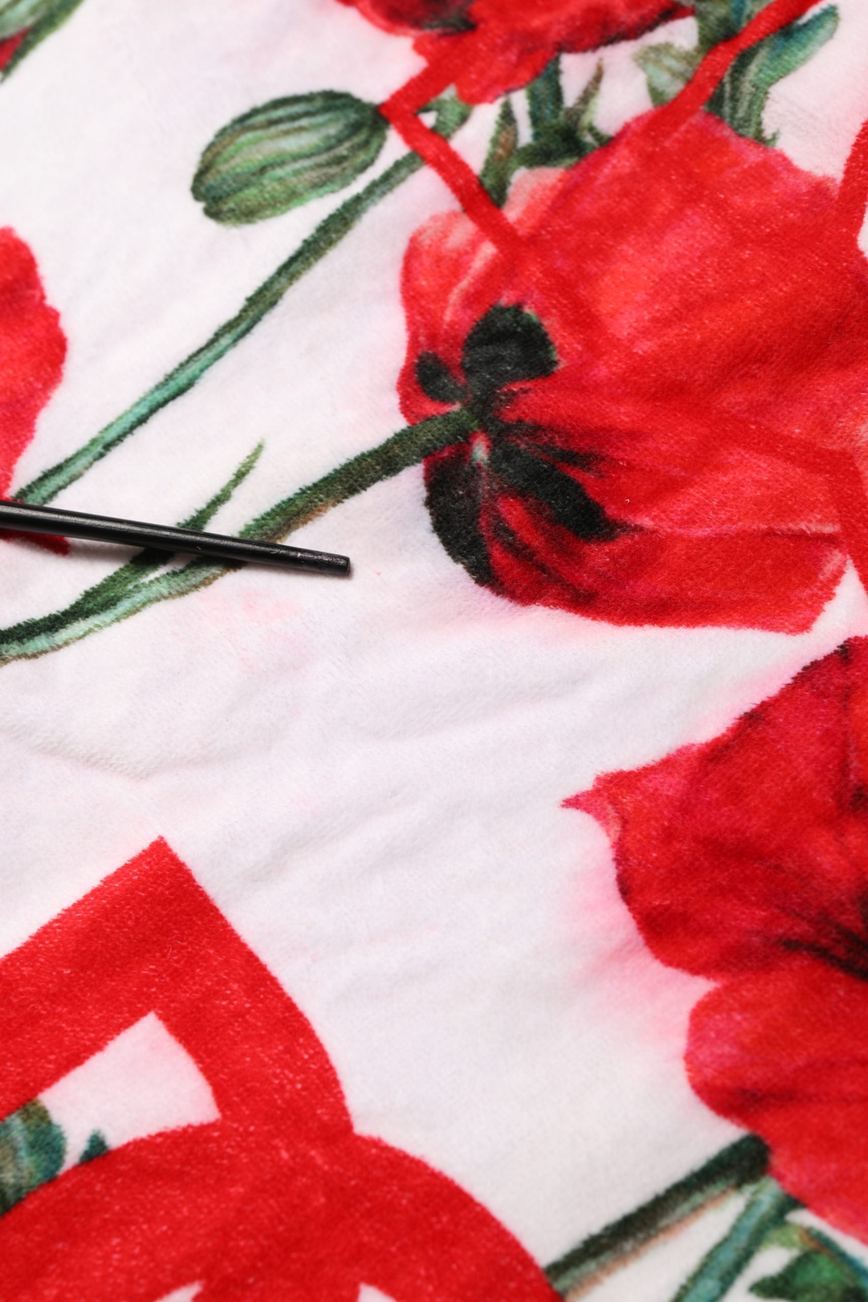 Dolce & Gabbana White Floral Poppy Print DG Logo Beach Towel