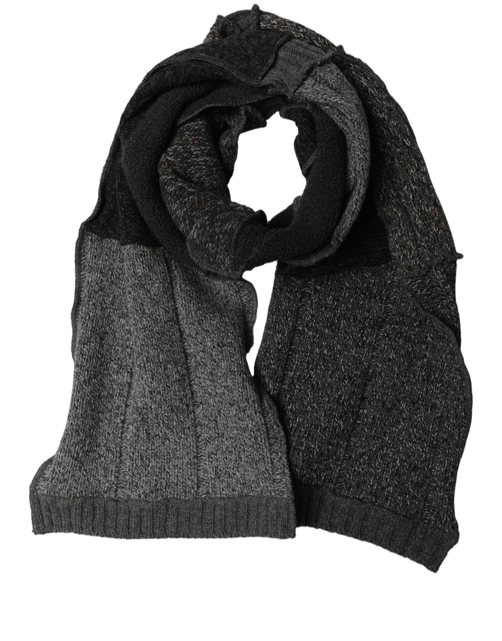 Dolce & Gabbana Multicolor Patchwork Wool Knit Shawl Scarf