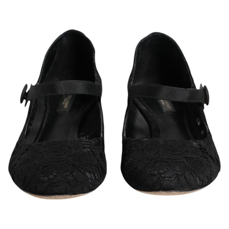 Dolce & Gabbana Black Vally Taormina Floral Lace Pumps Shoes