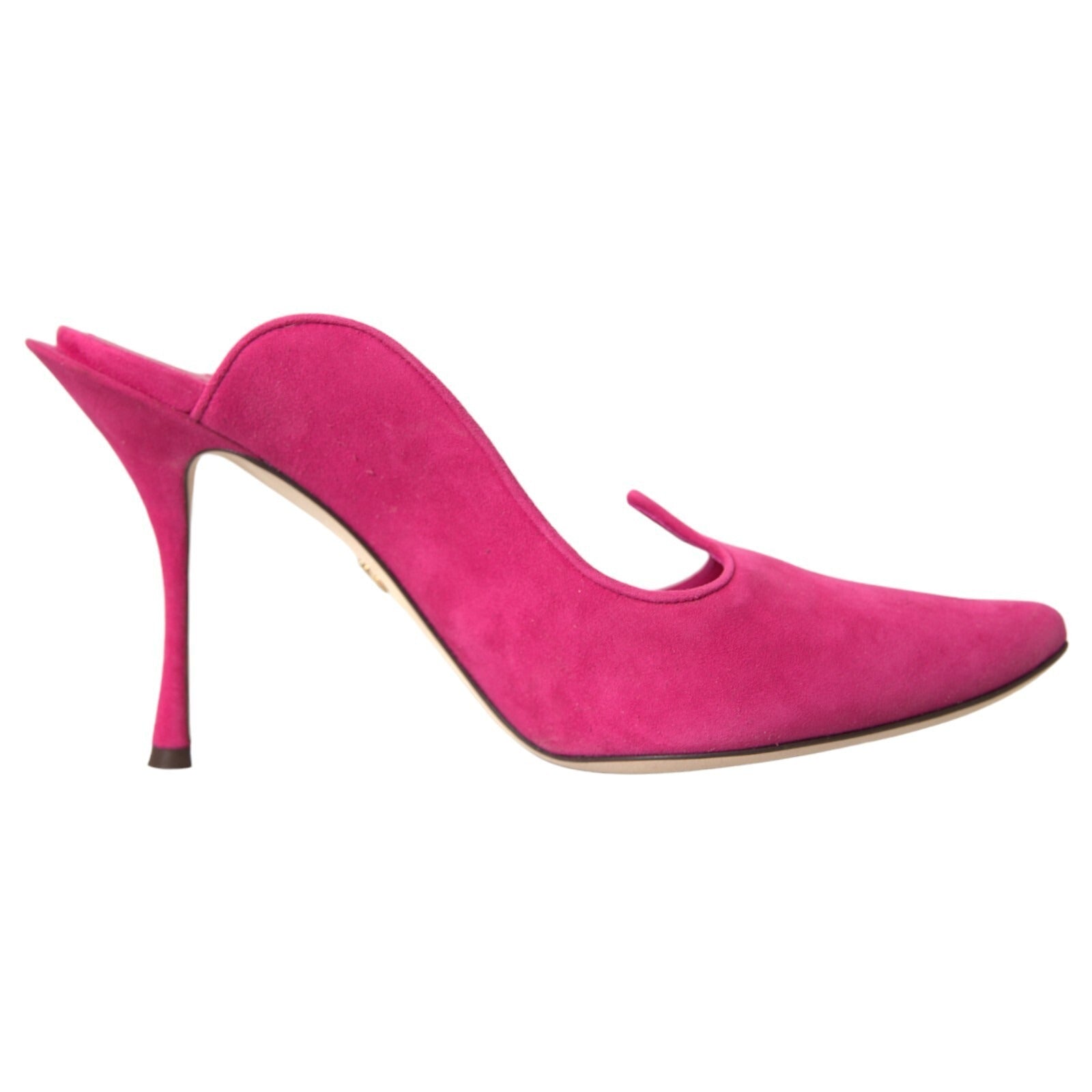 Dolce & Gabbana Fuchsia Suede Leather Mules Sandals Shoes