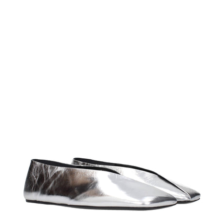 Jil Sander Gray Leather Ballet Flats