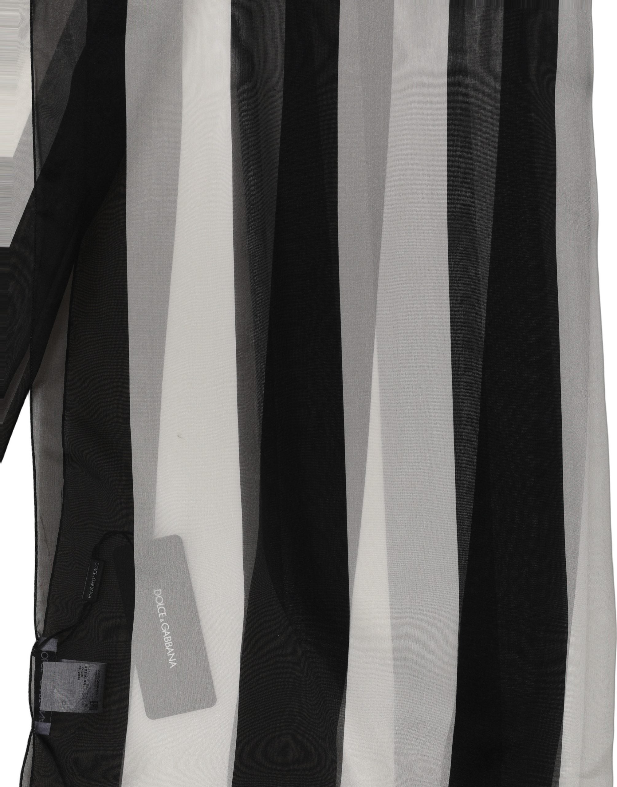 Dolce & Gabbana Black White Stripe Silk Shawl Stole Scarf