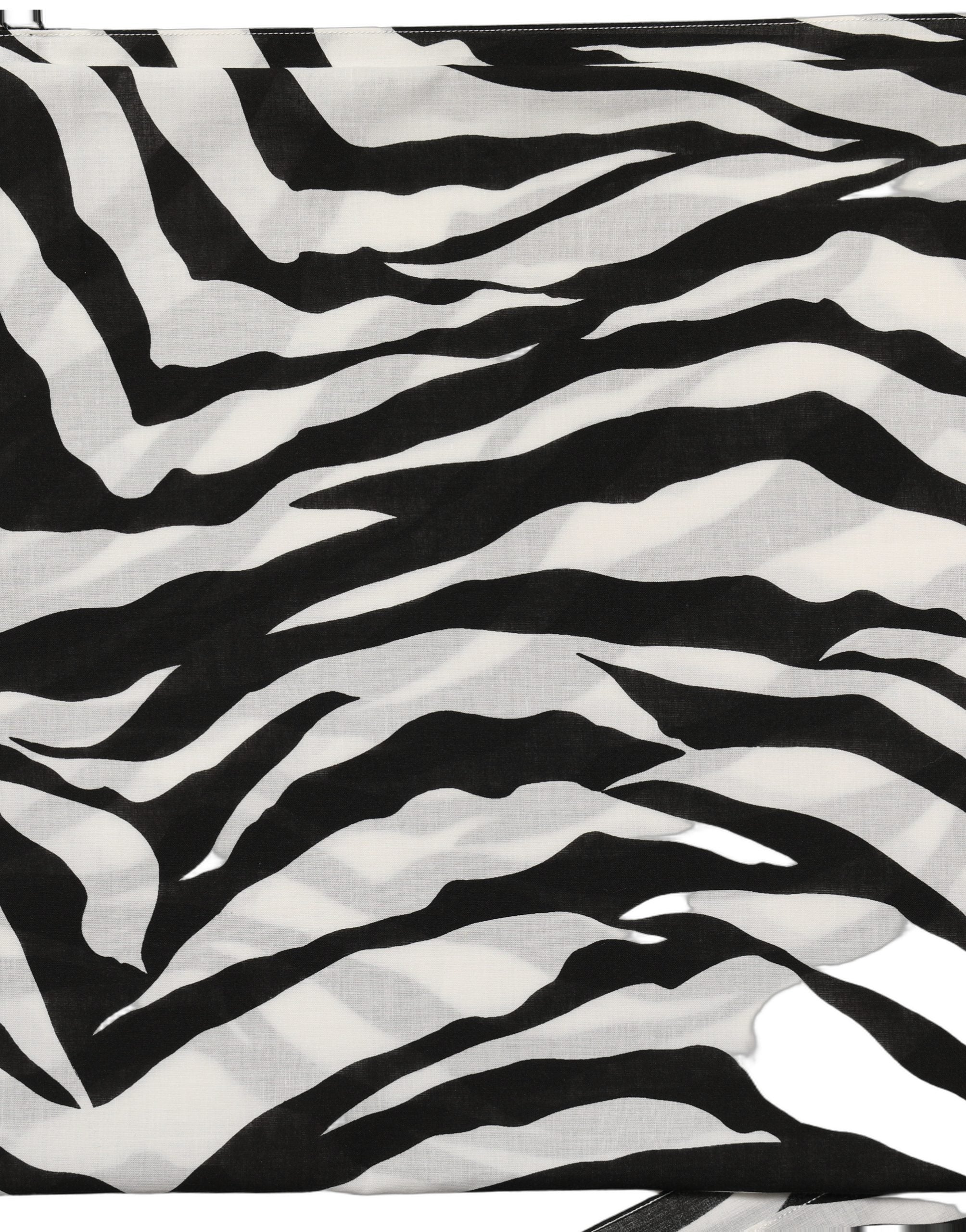 Dolce & Gabbana Black White Zebra Cotton Lace Stole Scarf