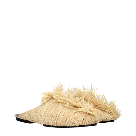 Jil Sander Beige Raffia Slippers