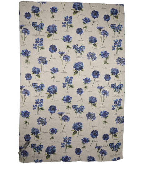 Dolce & Gabbana White Silk Floral Chiffon Long Stole Scarf