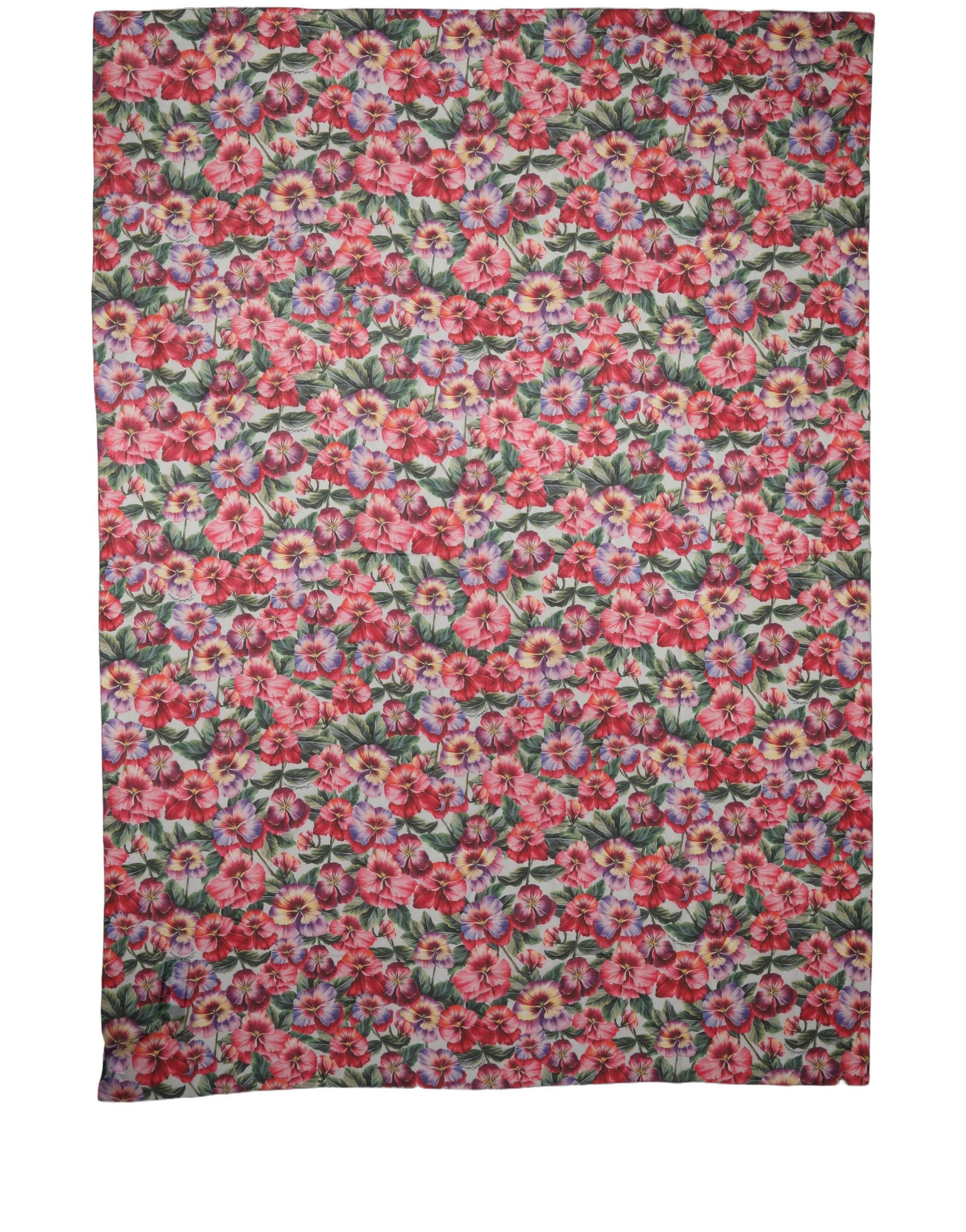 Dolce & Gabbana Multicolor Floral Cotton Lace Stole Scarf