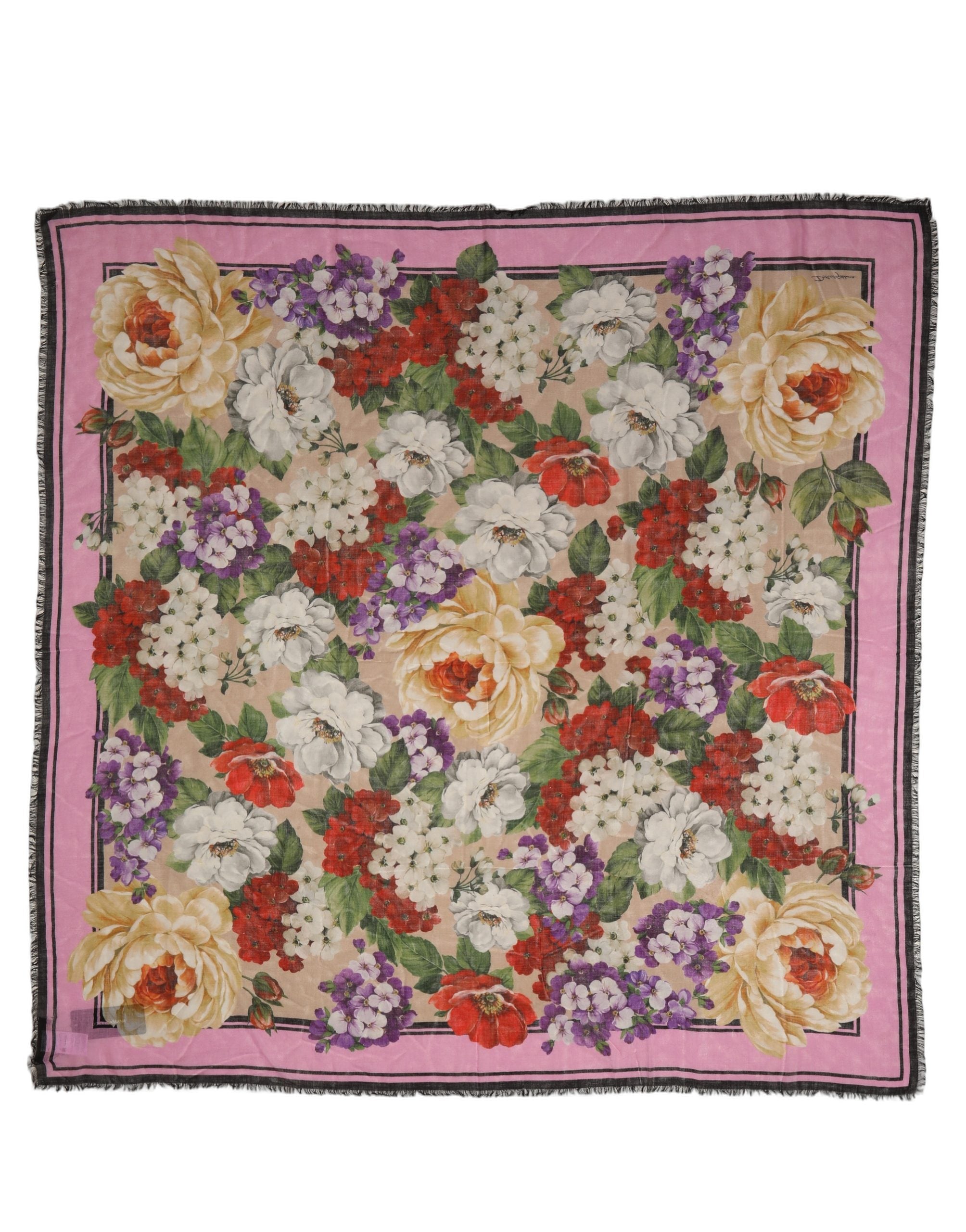 Dolce & Gabbana Multicolor Floral Cashmere Foulard Scarf