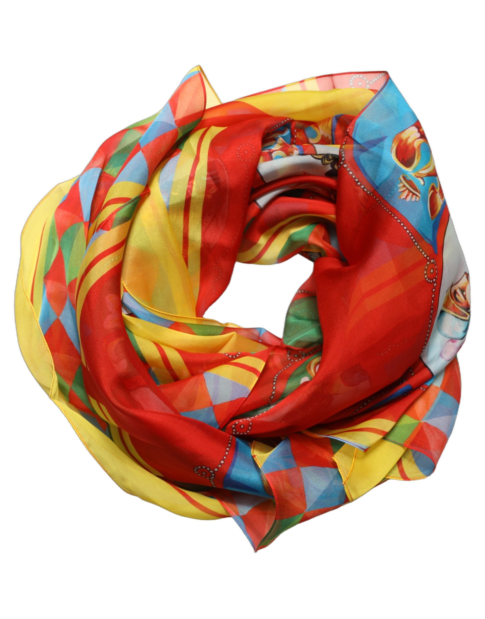 Dolce & Gabbana Multicolor Silk Carretto Print Foulard Scarf