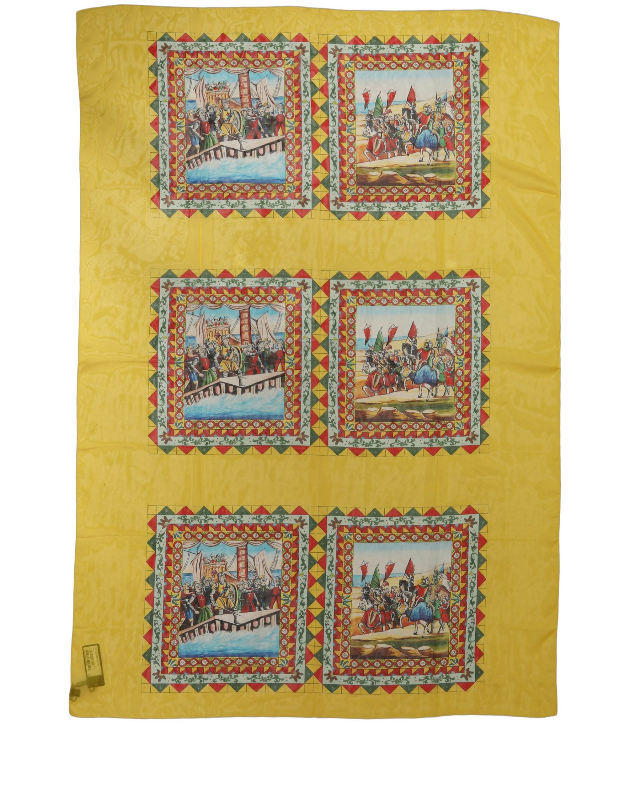 Dolce & Gabbana Yellow Silk Printed Shawl Stole Scarf