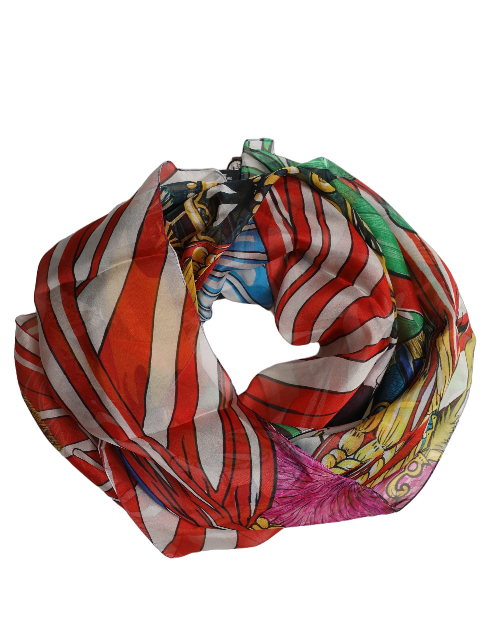 Dolce & Gabbana Multicolor Silk Printed Square Foulard Scarf
