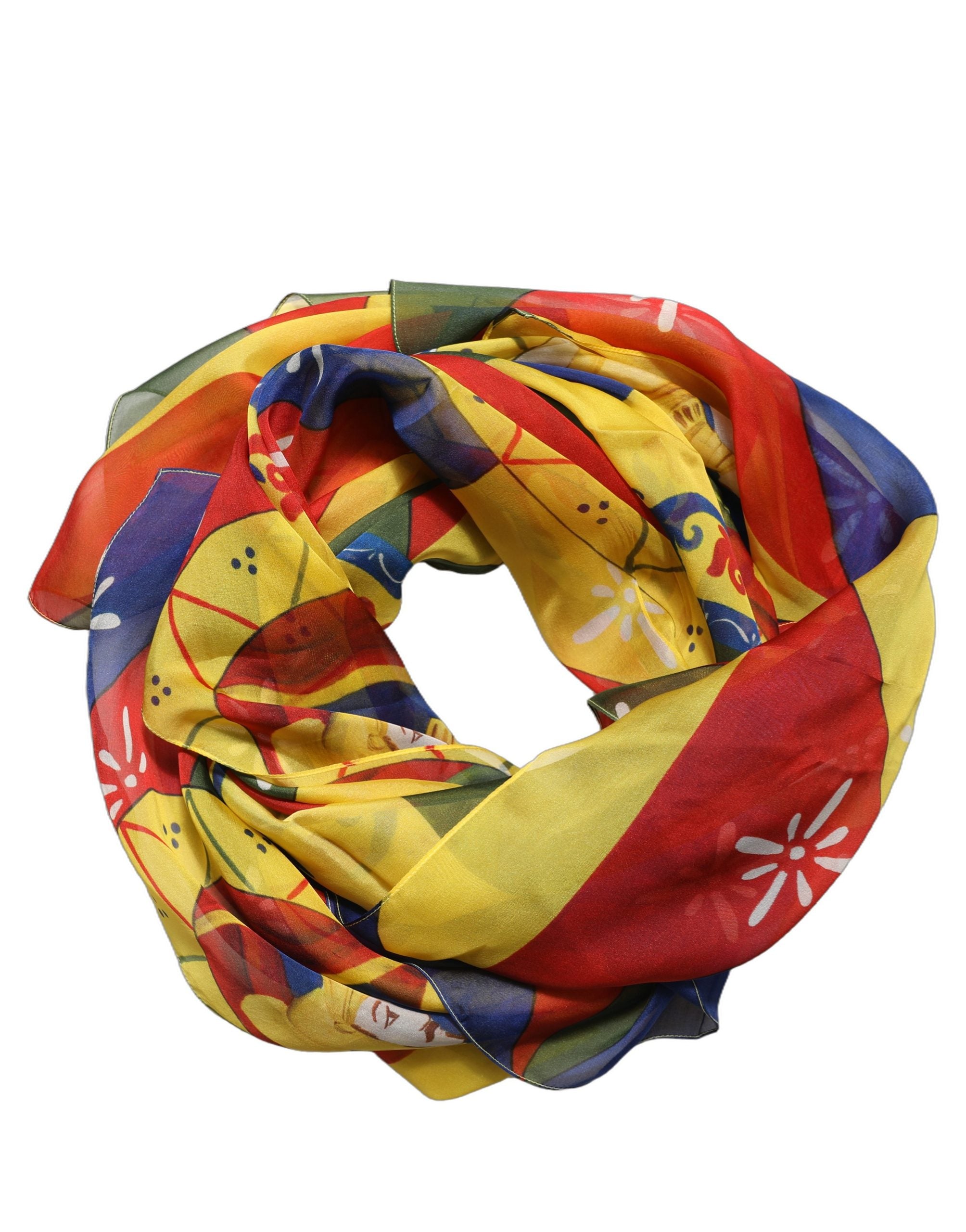 Dolce & Gabbana Multicolor Silk Printed Square Foulard Scarf