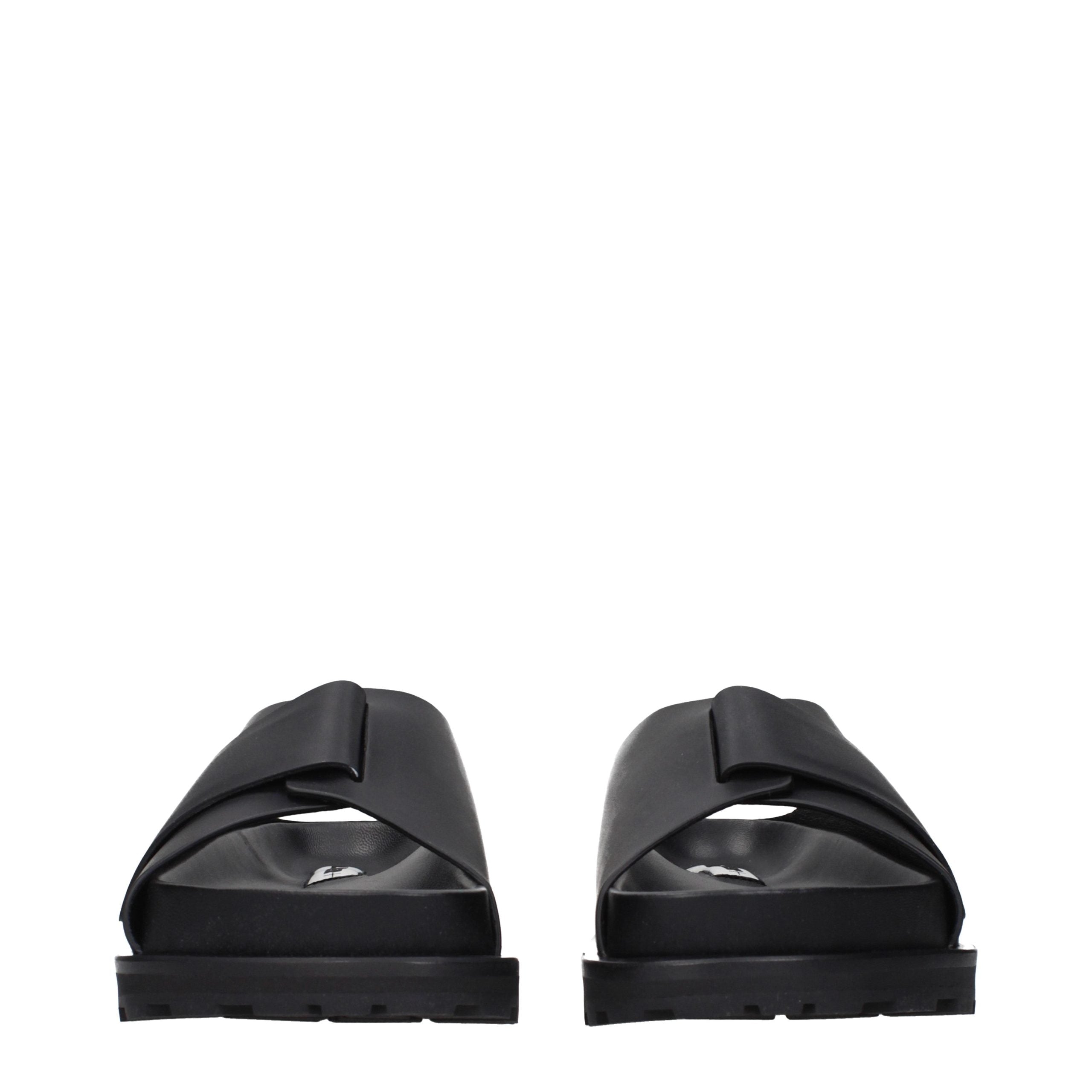 Jil Sander Black Leather Slippers