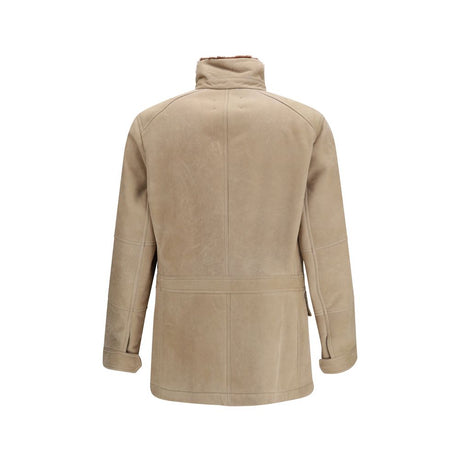 Brunello Cucinelli Beige Lambskin Full-Length Jacket