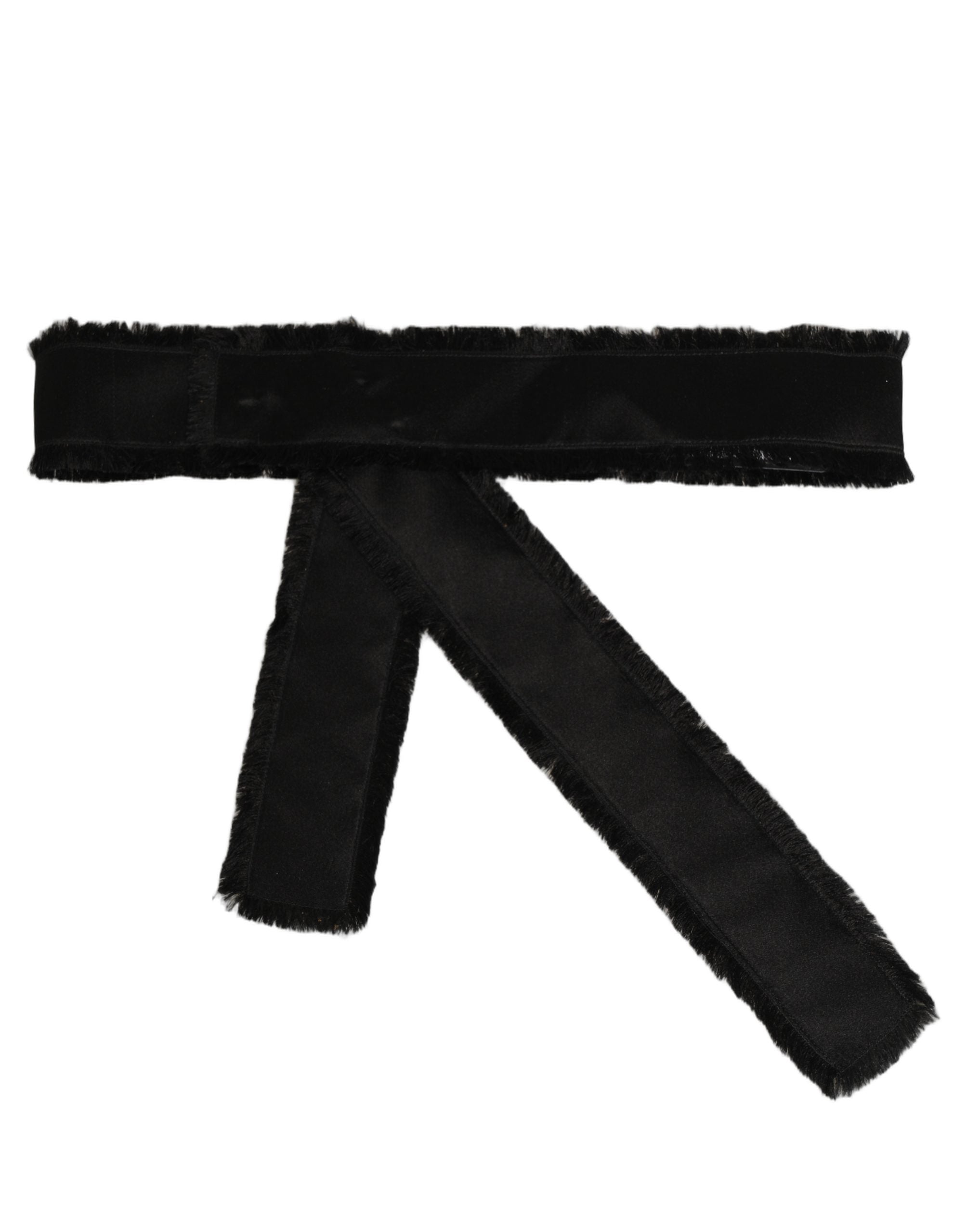 Dolce & Gabbana Black Velvet Wrap Around Tie Cintura Belt
