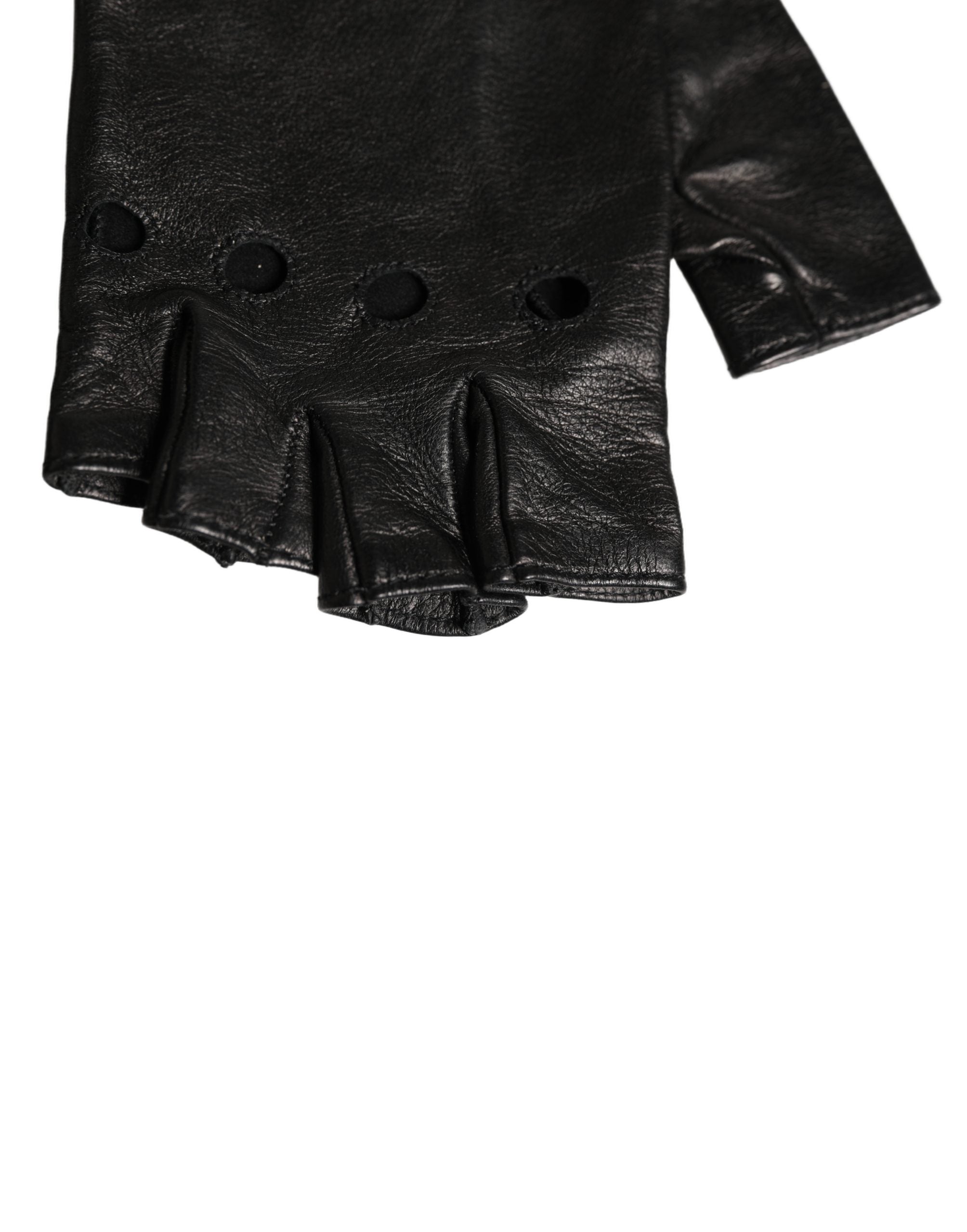 Dolce & Gabbana Black Embellished Wrist Length Fingerless Gloves