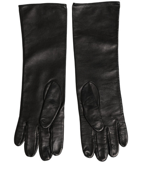 Dolce & Gabbana Black Genuine Leather Embossed DG Logo Gloves