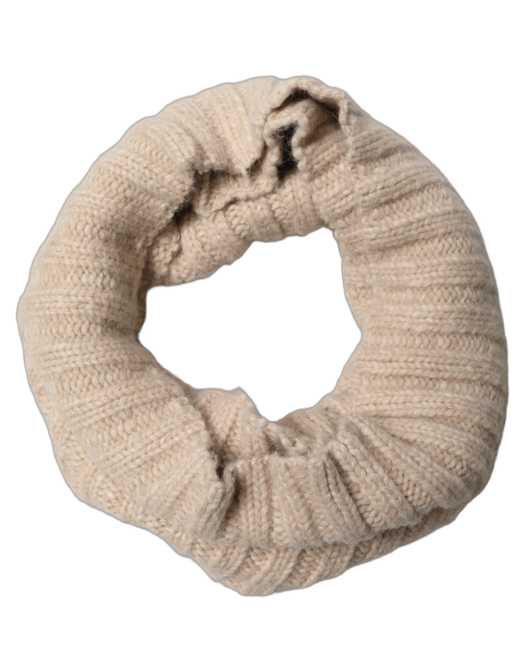 Dolce & Gabbana Light Beige Ribbed Knit Neck Warmer Scarf