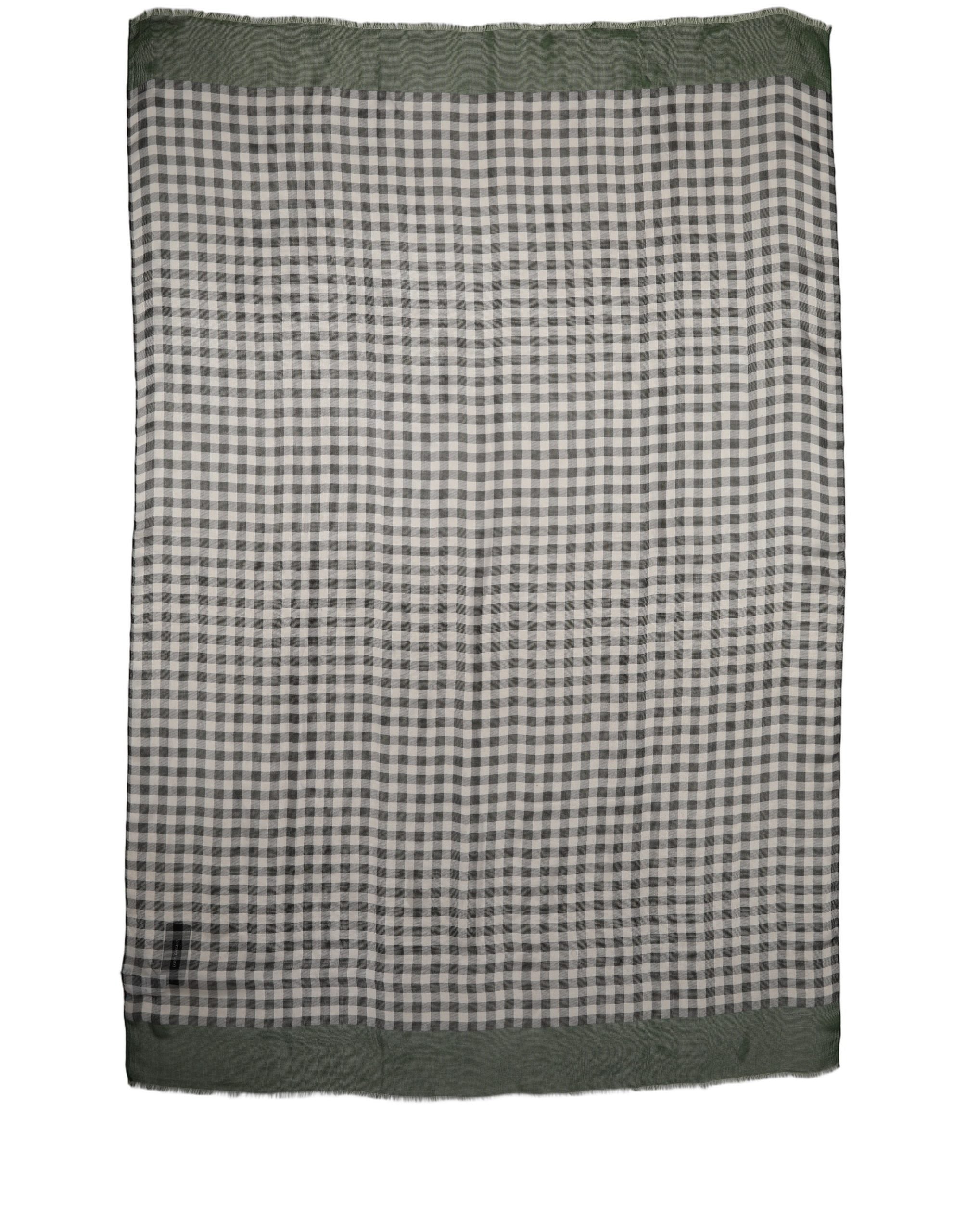 Dolce & Gabbana Green White Napoli Silk Gingham Shawl Scarf