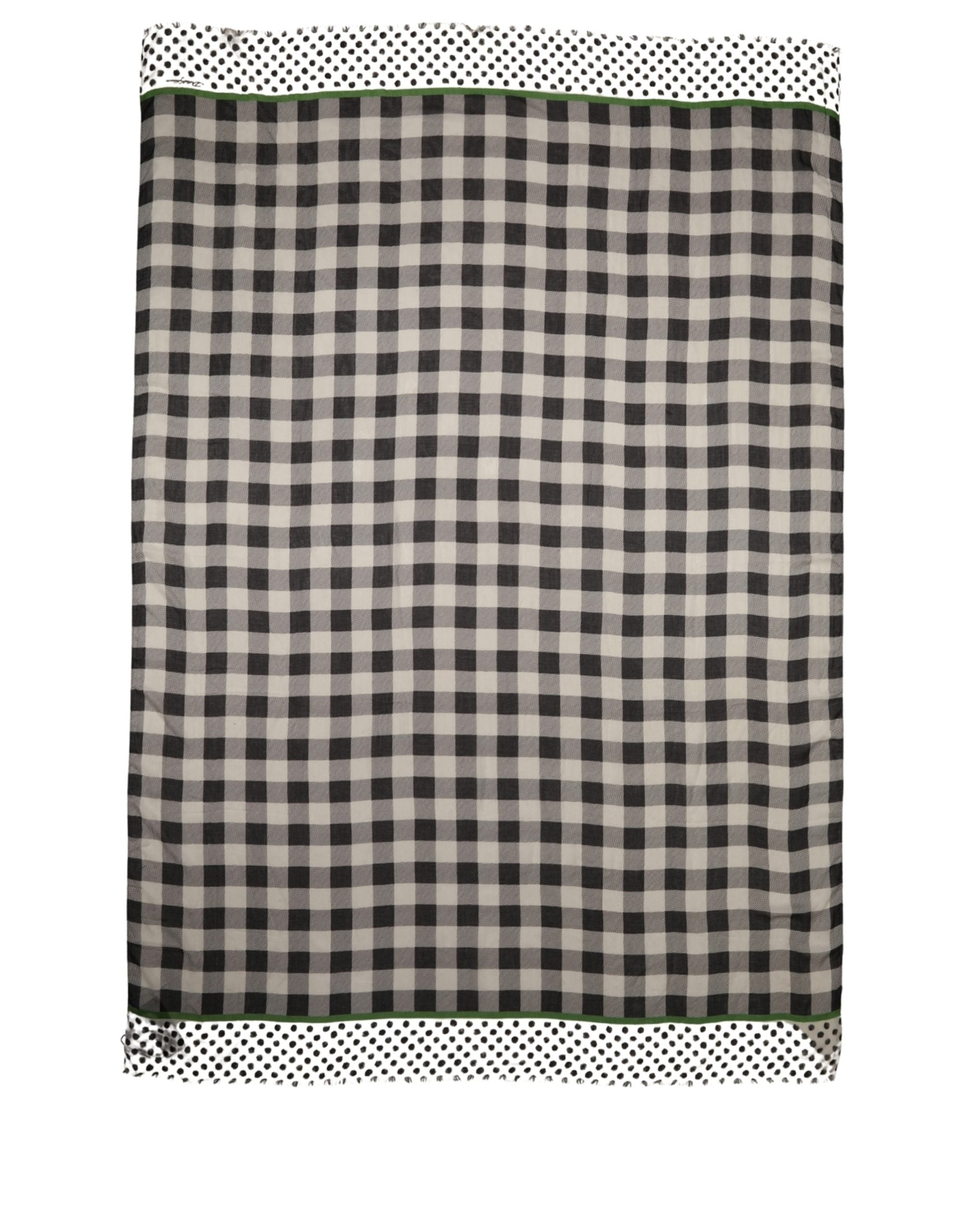 Dolce & Gabbana Black White Napoli Modal Check Shawl Scarf