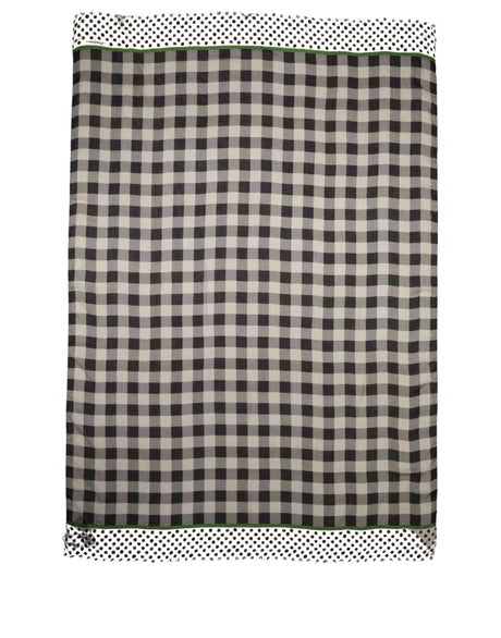 Dolce & Gabbana Black White Napoli Modal Check Shawl Scarf