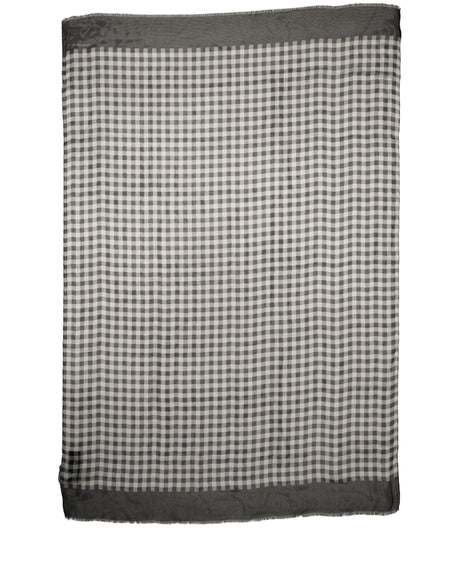 Dolce & Gabbana Black White Napoli Silk Gingham Shawl Scarf