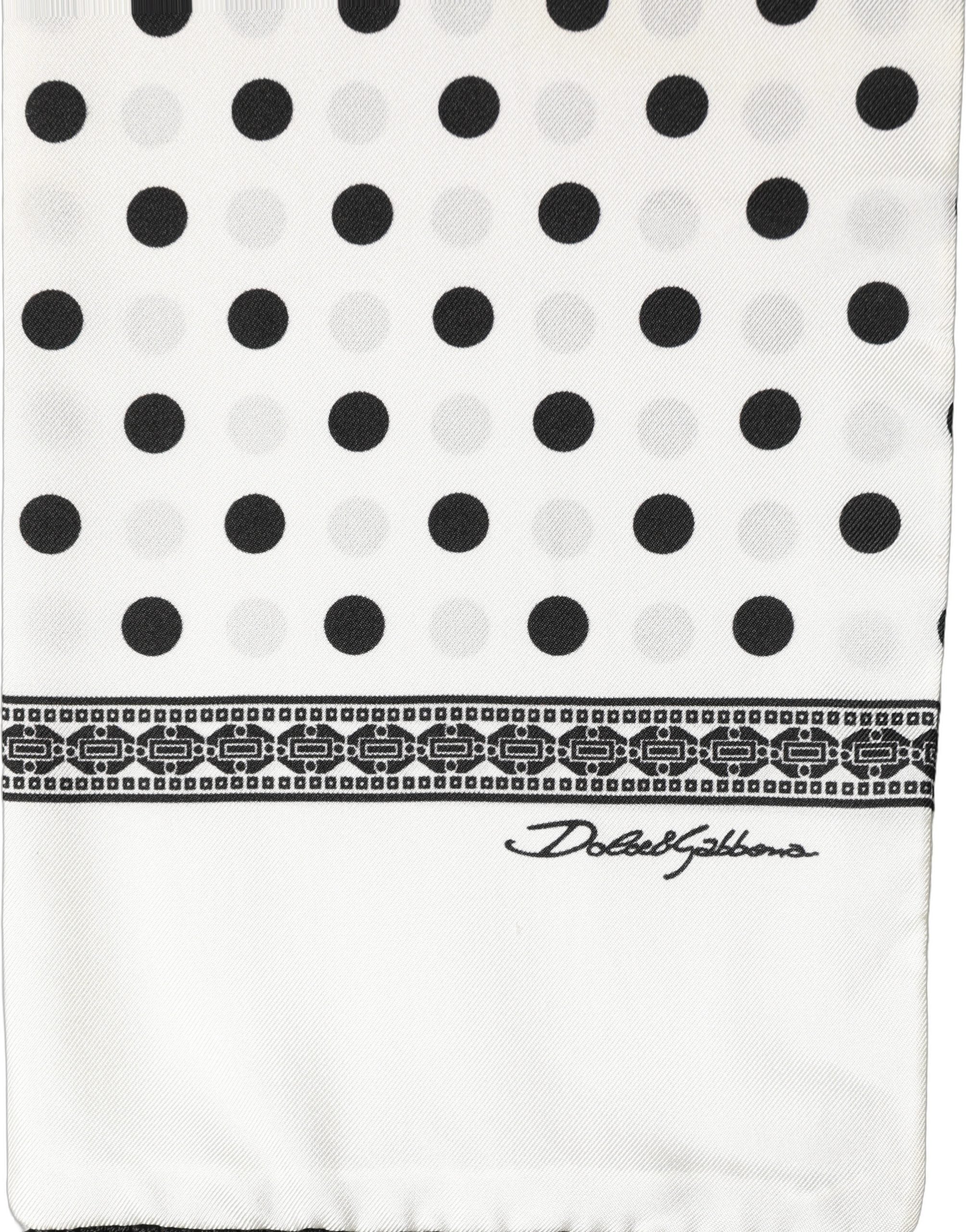 Dolce & Gabbana White Black Polka Dot Fringed Shawl Scarf