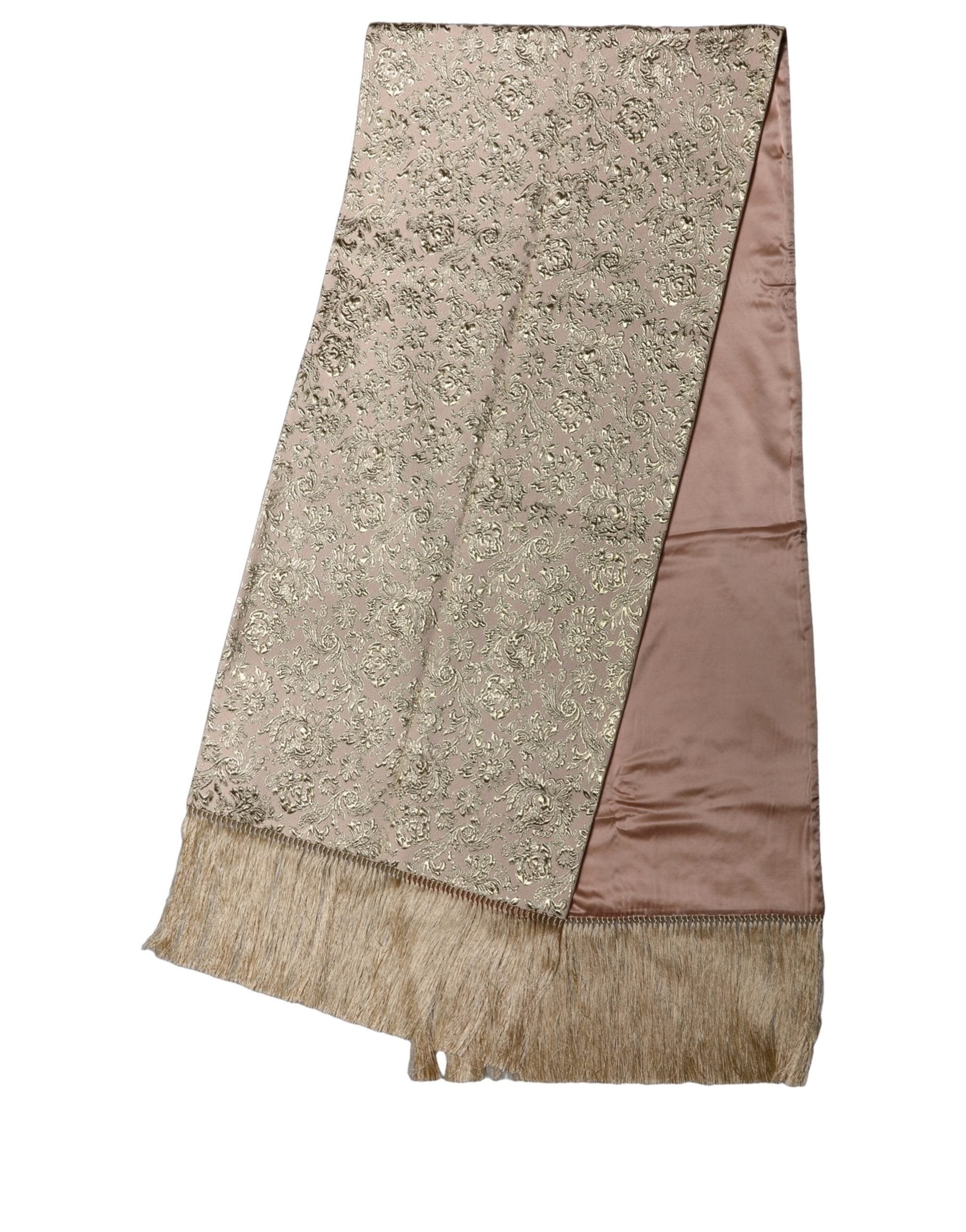 Dolce & Gabbana Pink Silk Fringes Neck Wrap Foulard Scarf