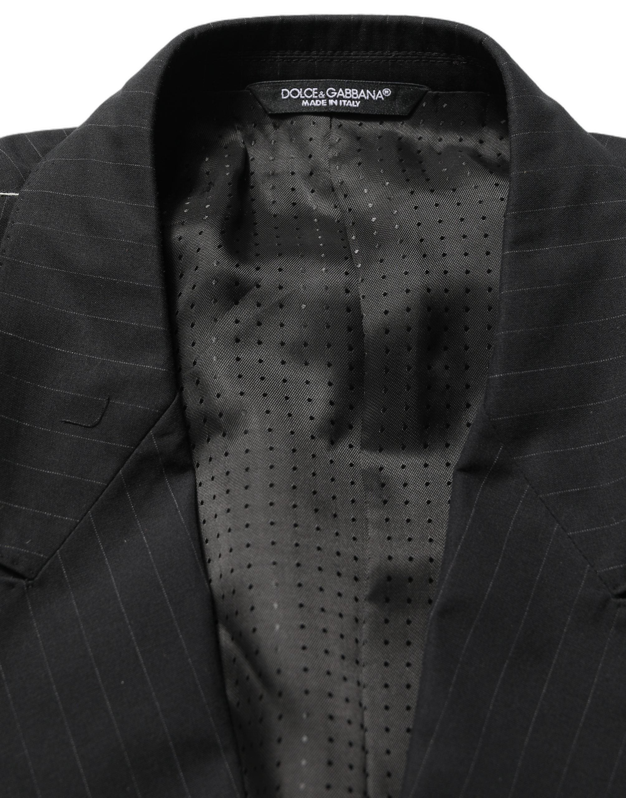 Dolce & Gabbana Black Pinstripe Men Single Breasted Jacket