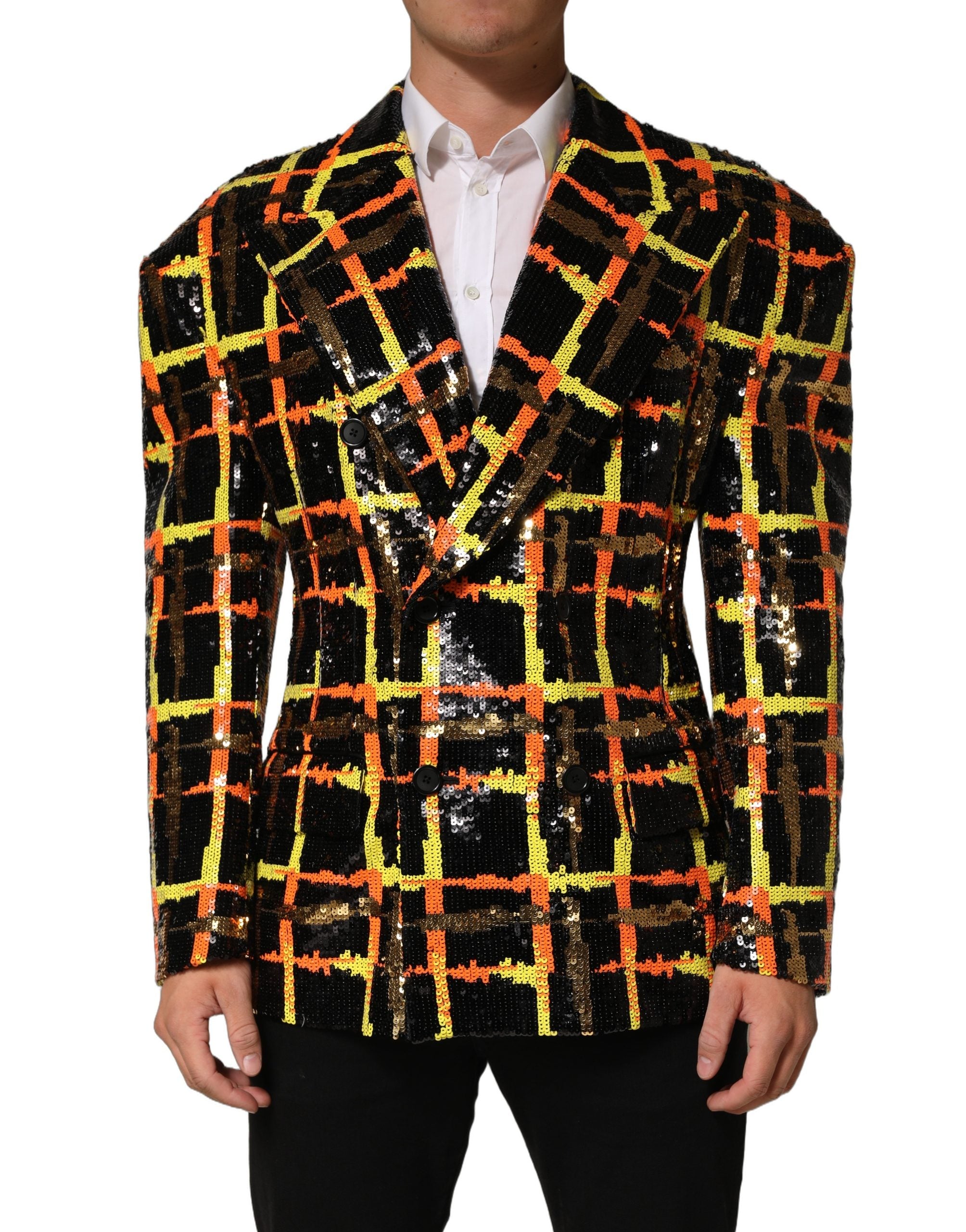 Dolce & Gabbana Multicolor Sequin Embellished Double Breasted Jacket