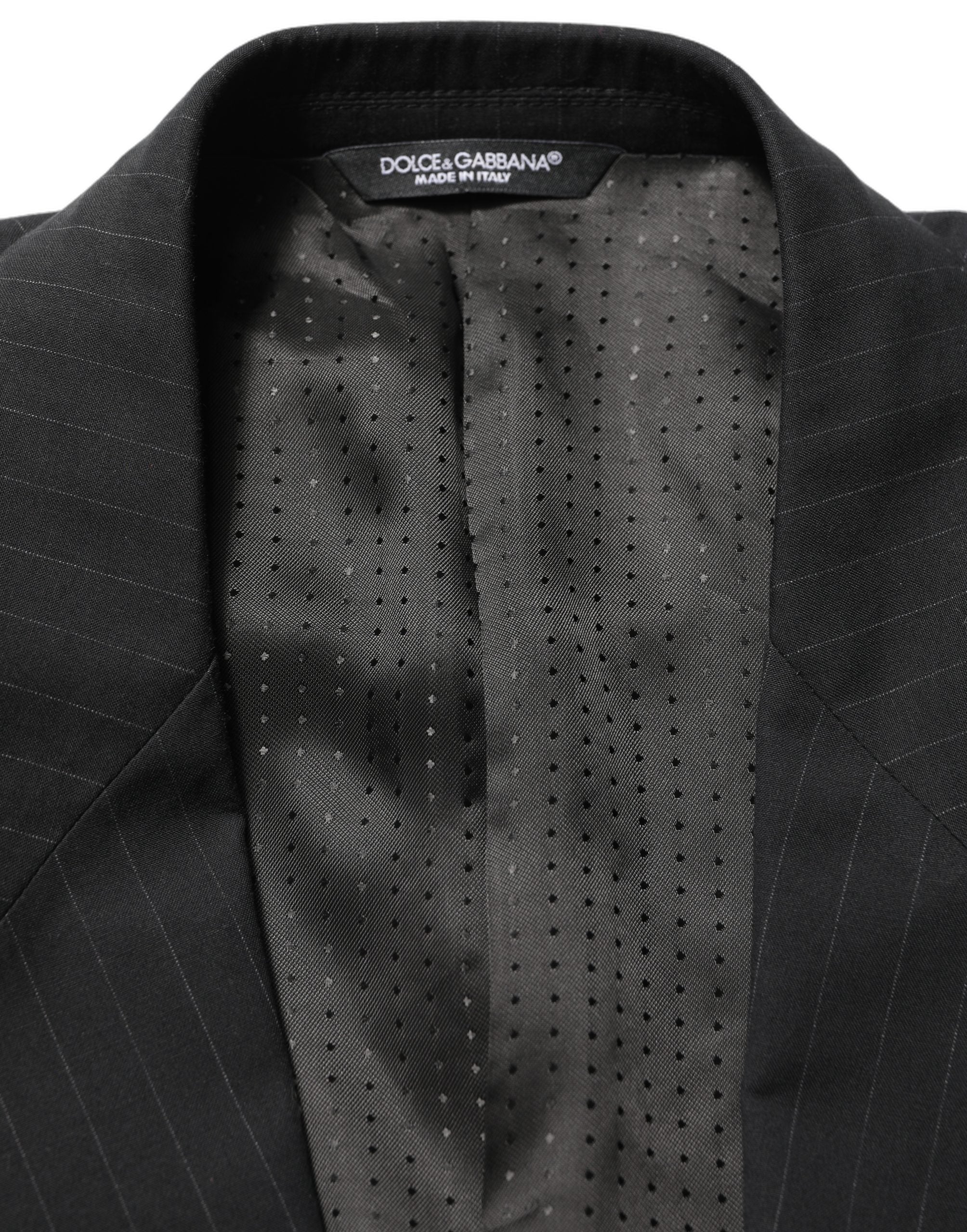 Dolce & Gabbana Black Pinstripe Men Single Breasted Jacket