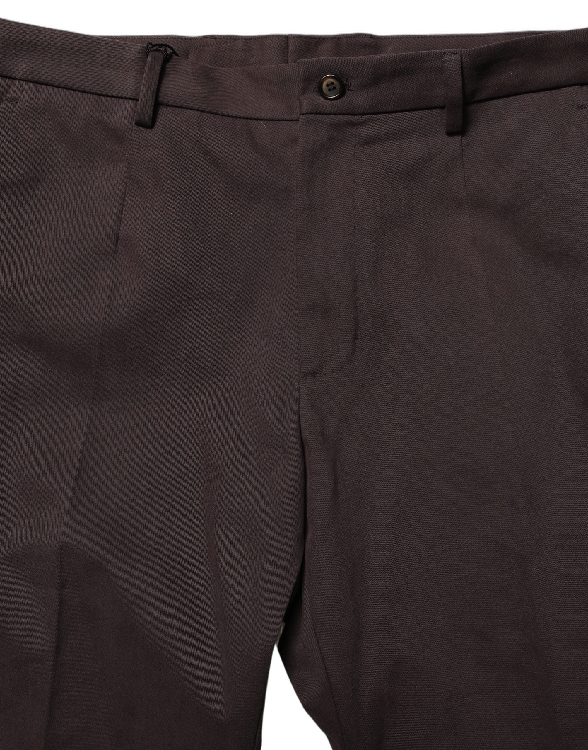 Dolce & Gabbana Brown Cotton Skinny Leg Dress Trouser Pants