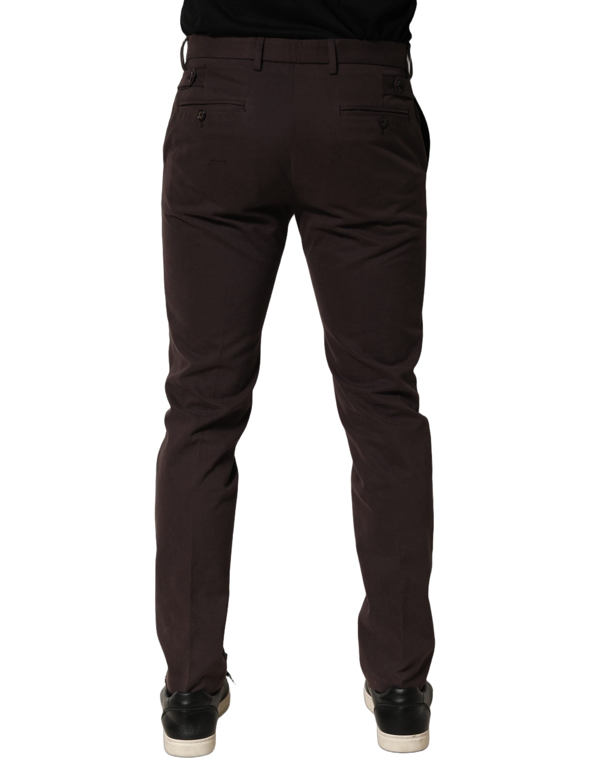 Dolce & Gabbana Brown Cotton Skinny Leg Dress Trouser Pants