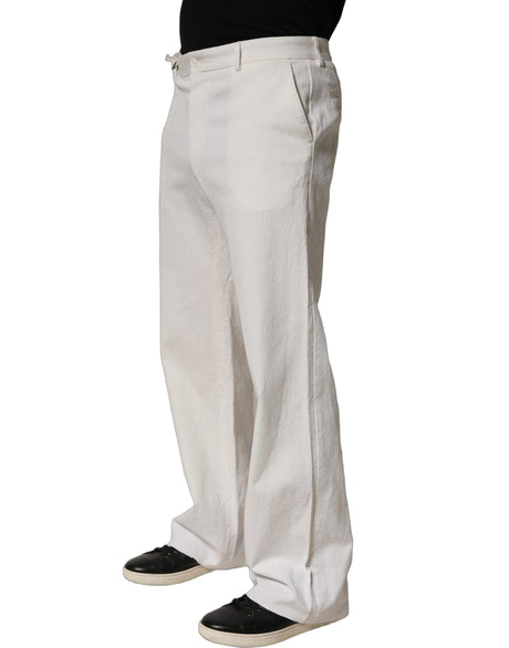 Dolce & Gabbana White Cotton StraightLeg Casual Trouser Pants