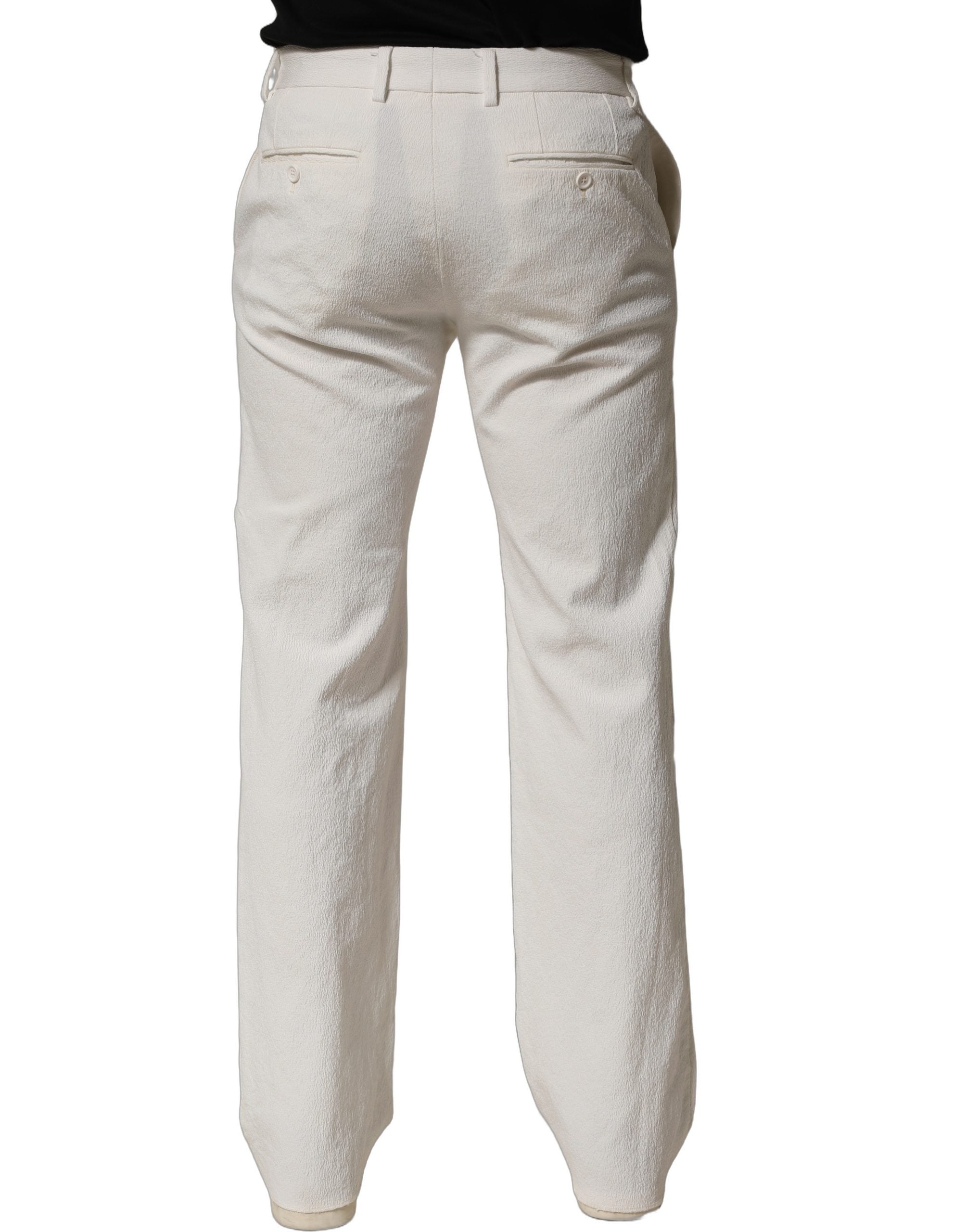 Dolce & Gabbana White Cotton StraightLeg Casual Trouser Pants