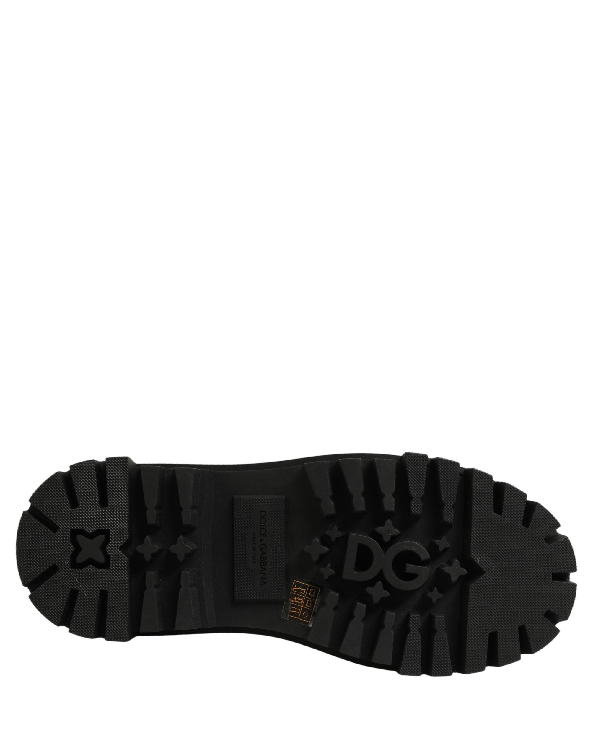 Dolce & Gabbana Black Calfskin Leather Trekking Derby Shoes
