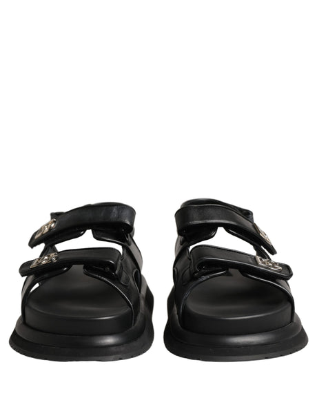 Dolce & Gabbana Black DG Logo Sandals Flats Slippers Shoes