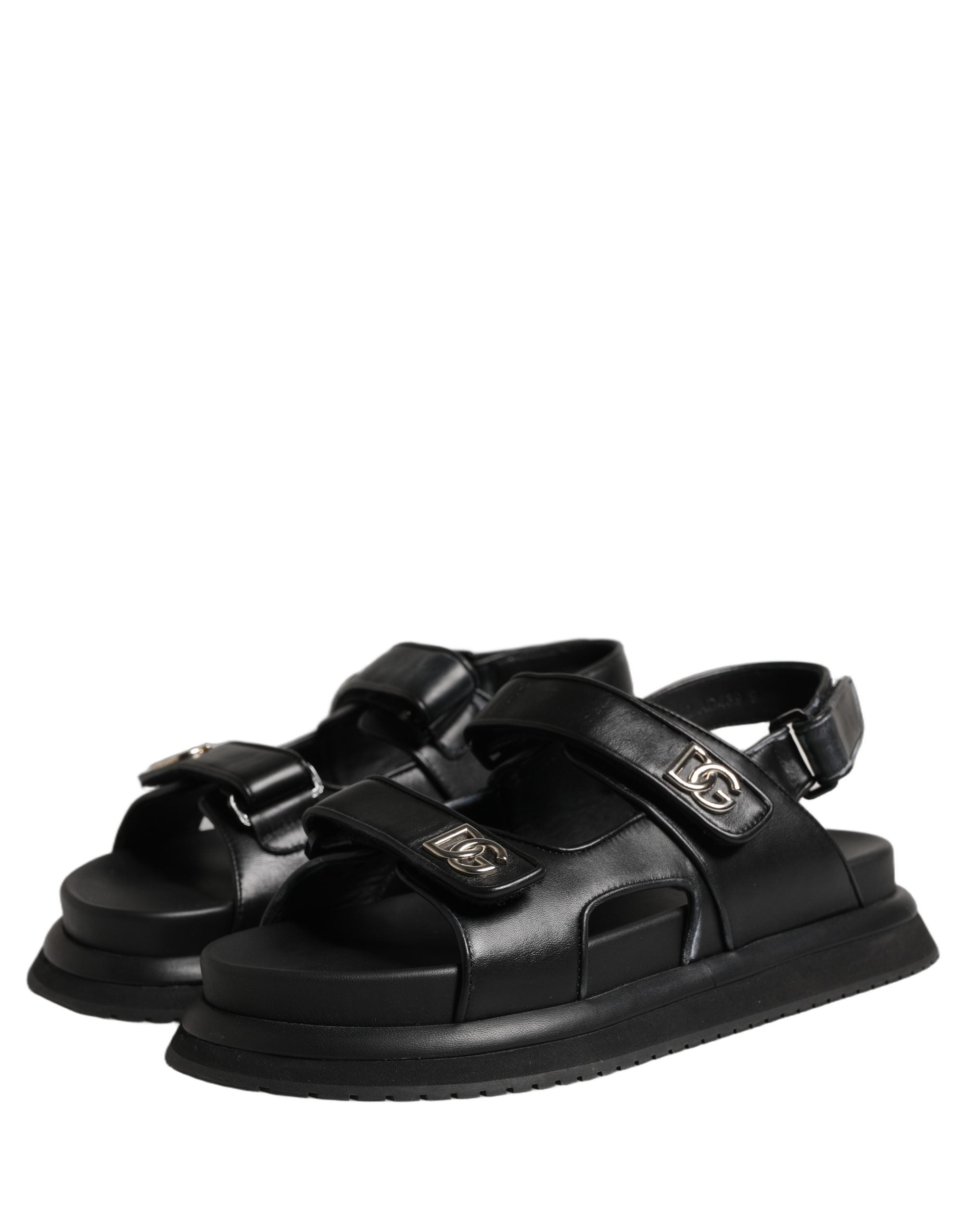 Dolce & Gabbana Black DG Logo Sandals Flats Slippers Shoes