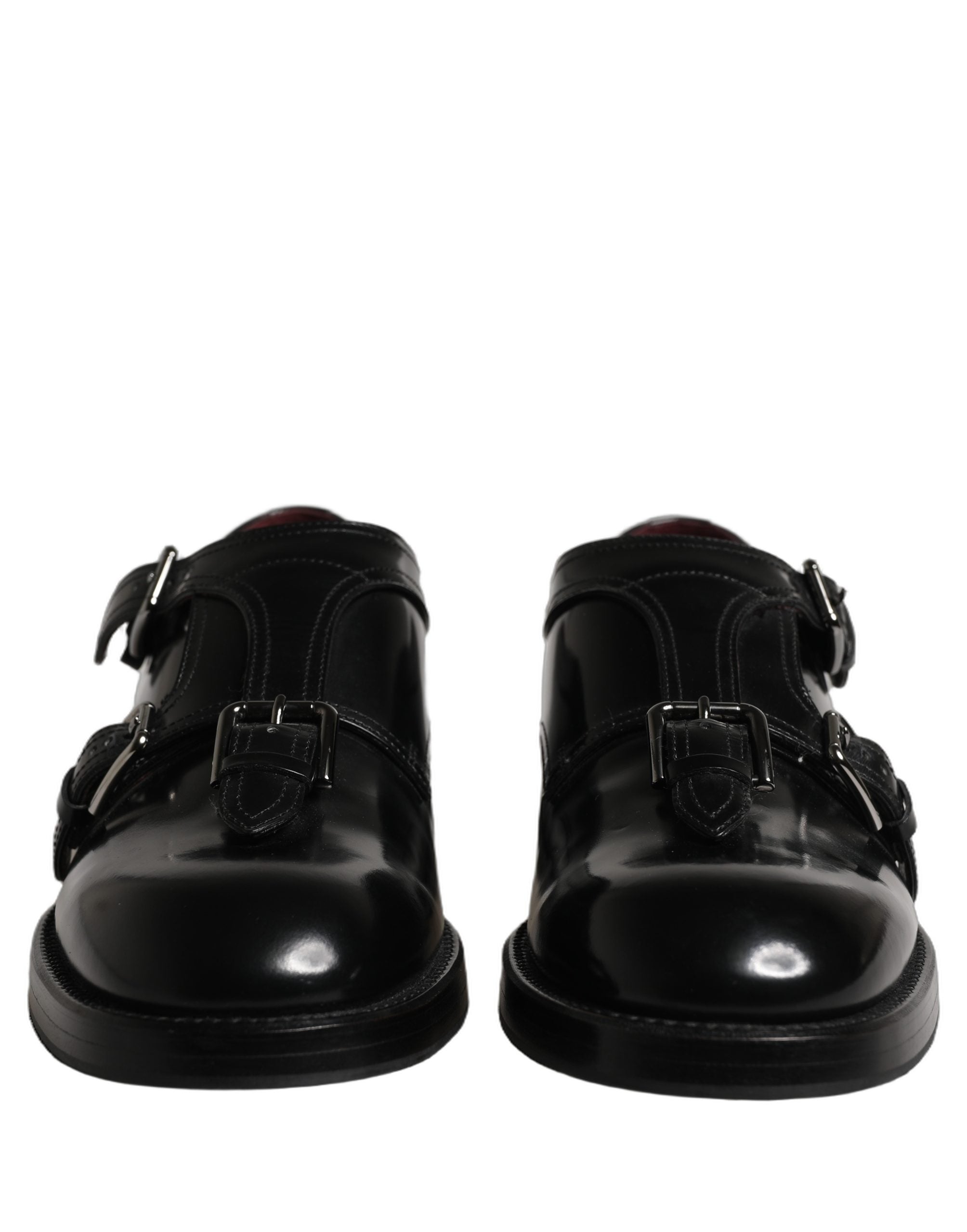 Dolce & Gabbana Black Leather Monk Strap Formal Dress Shoes