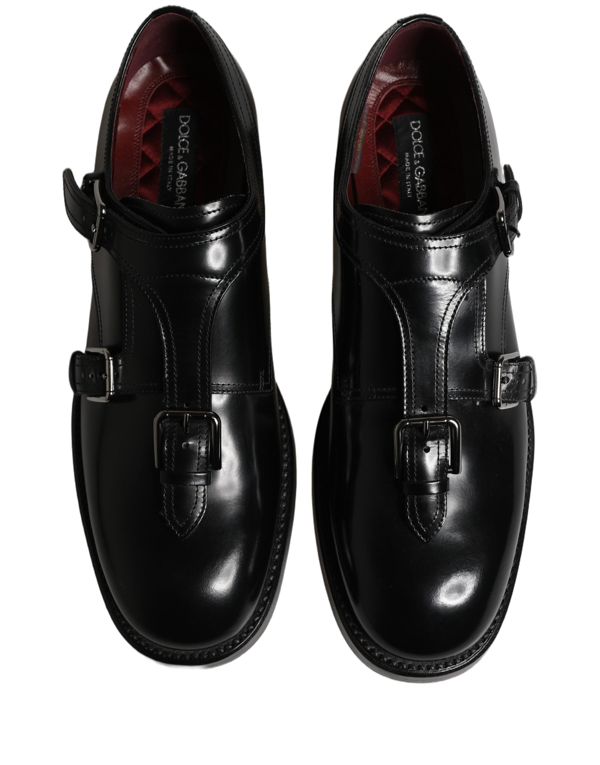 Dolce & Gabbana Black Leather Monk Strap Formal Dress Shoes
