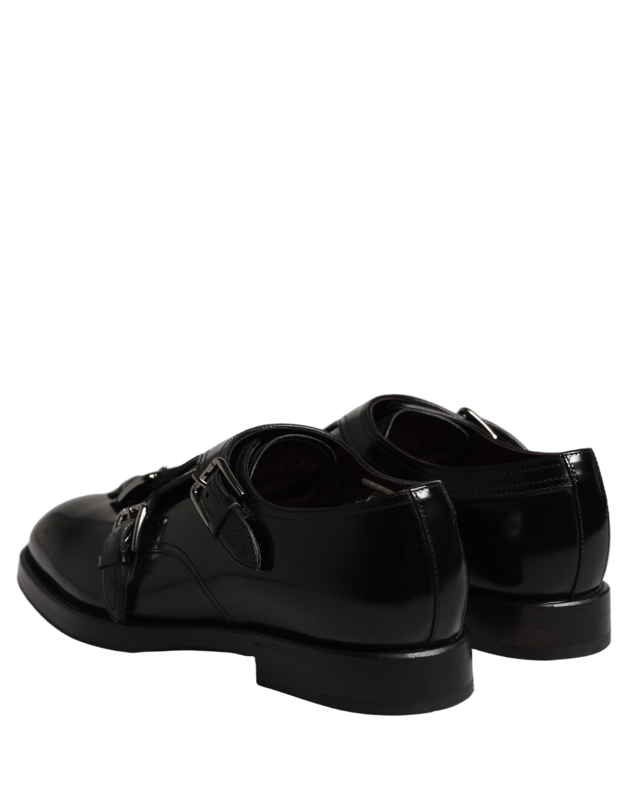 Dolce & Gabbana Black Leather Monk Strap Formal Dress Shoes