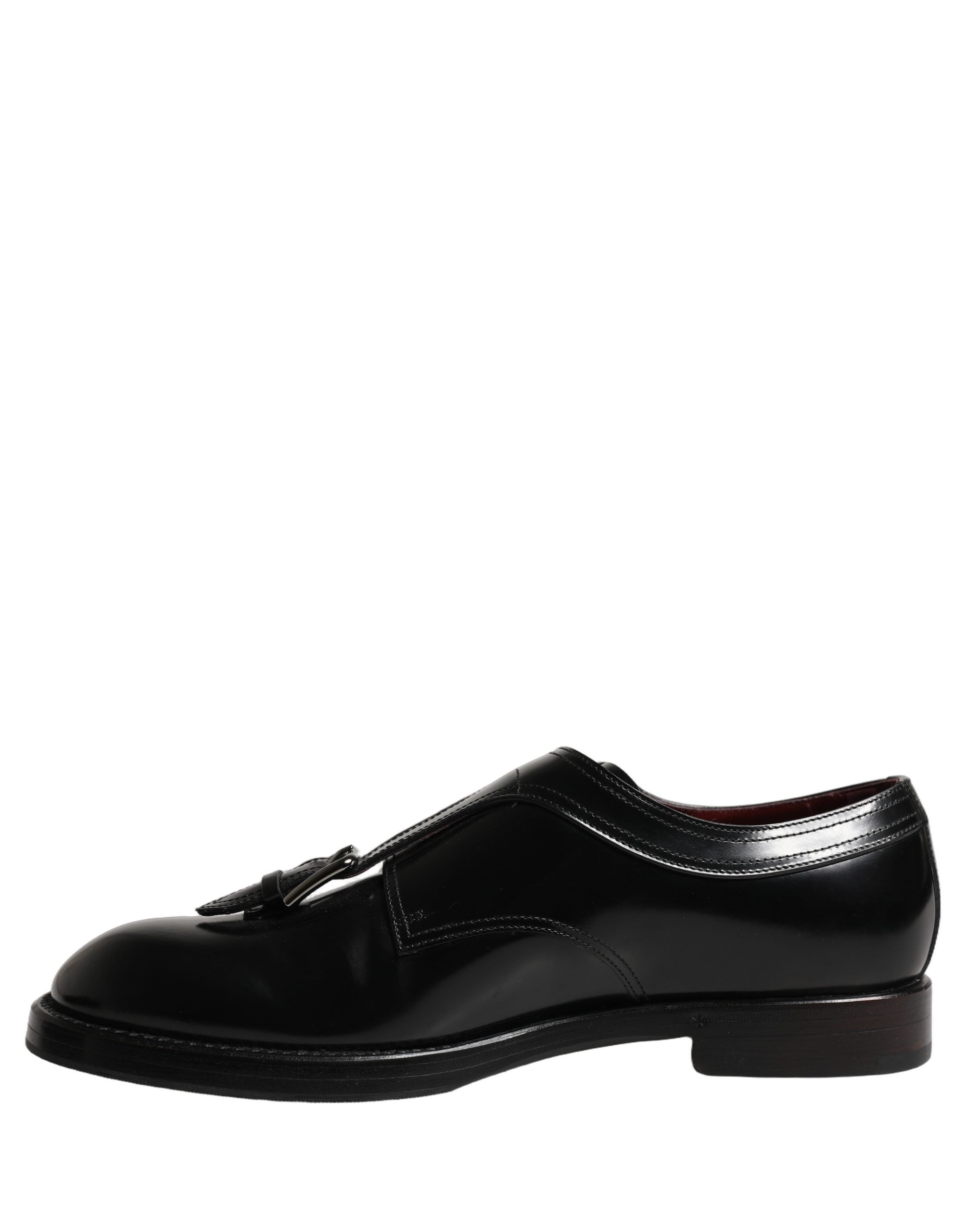 Dolce & Gabbana Black Leather Monk Strap Formal Dress Shoes