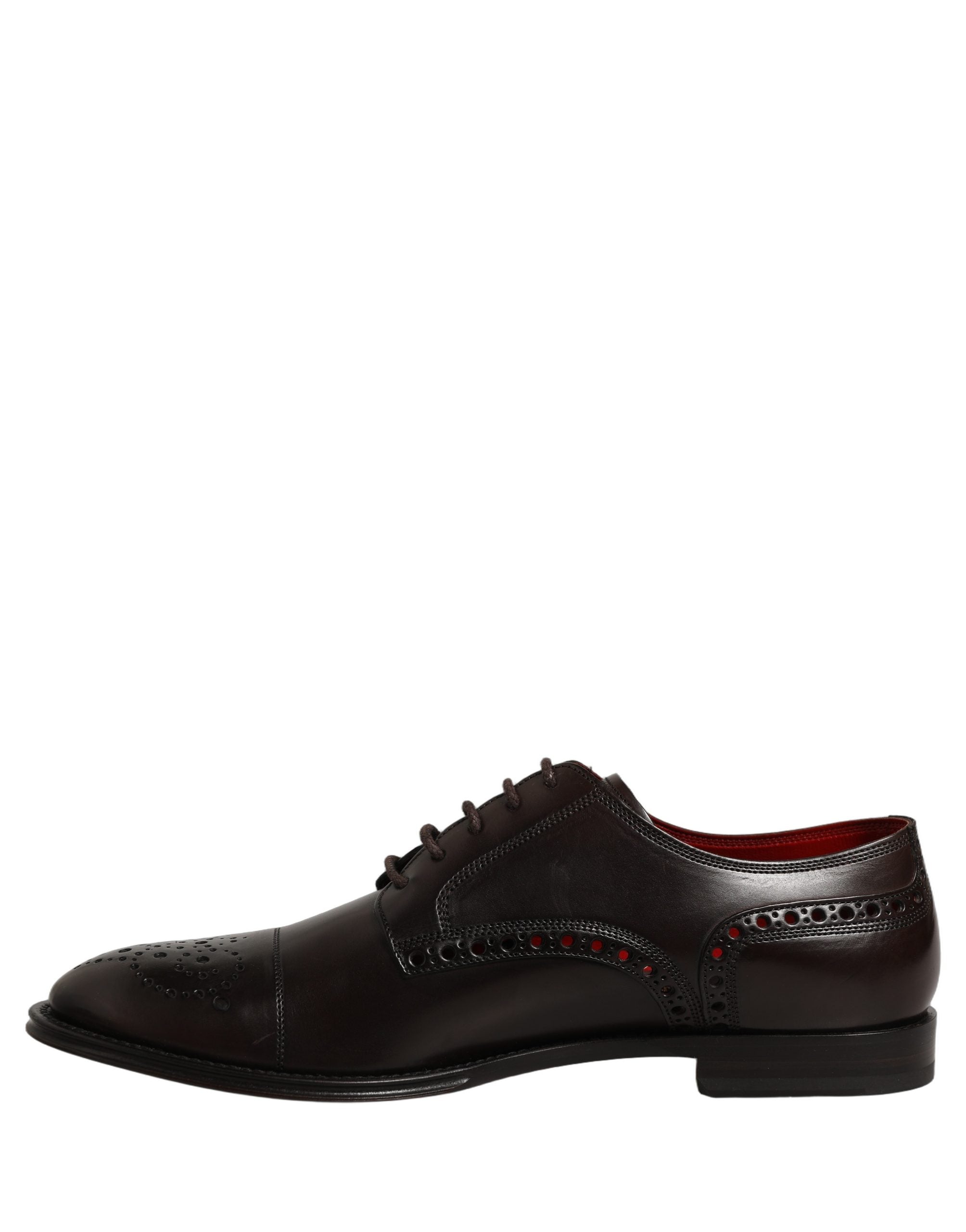 Dolce & Gabbana Maroon Calfskin Leather Derby Men Dress Shoes