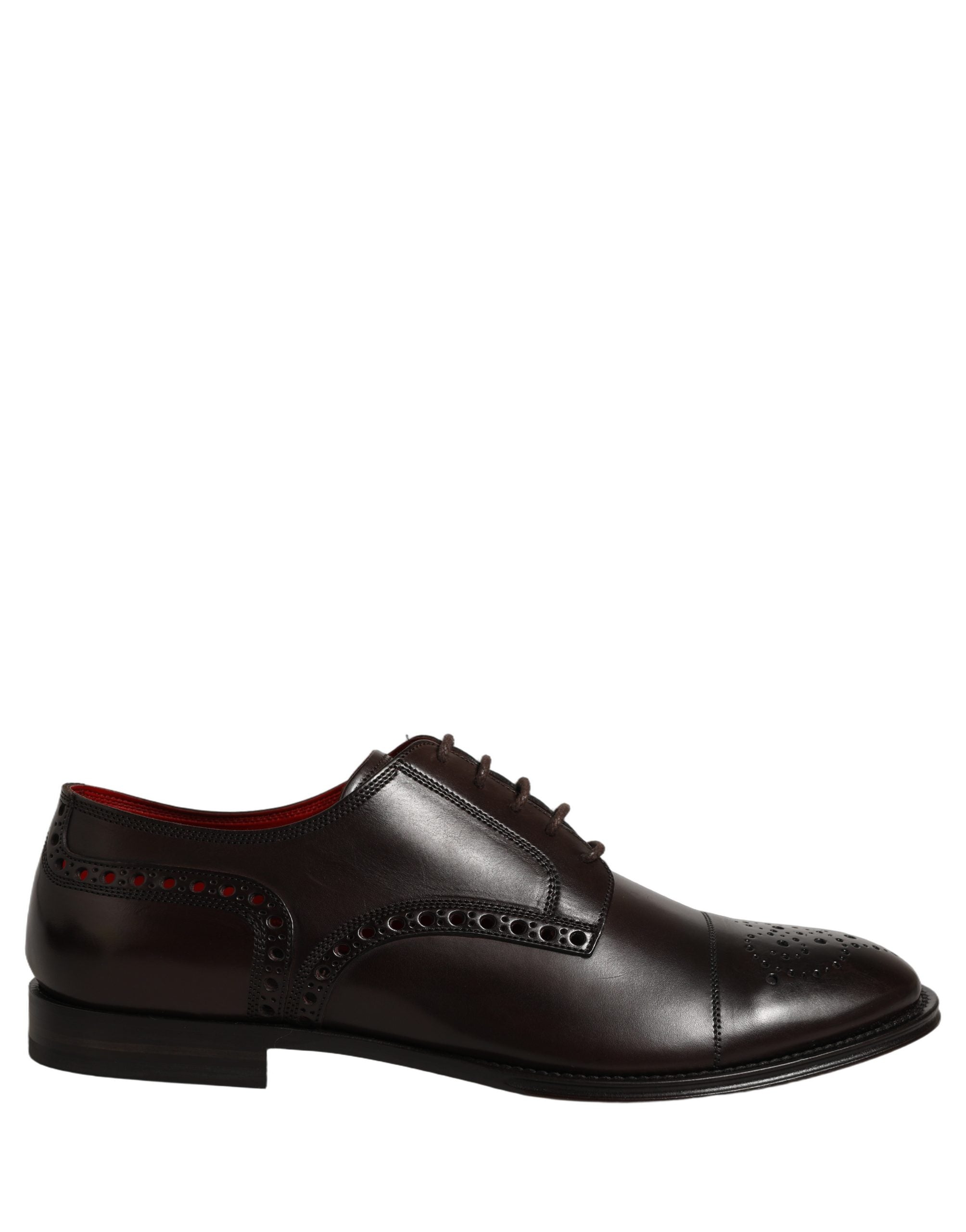 Dolce & Gabbana Maroon Calfskin Leather Derby Men Dress Shoes