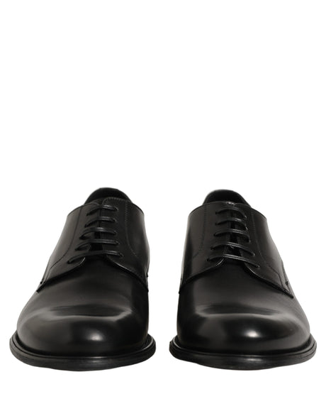 Dolce & Gabbana Black Calfskin Leather Derby Men Dress Shoes