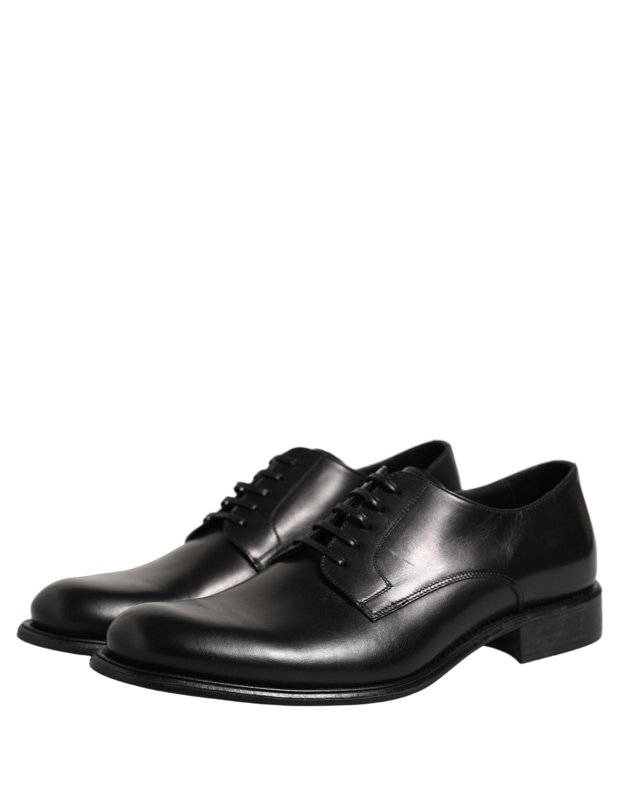 Dolce & Gabbana Black Calfskin Leather Derby Men Dress Shoes