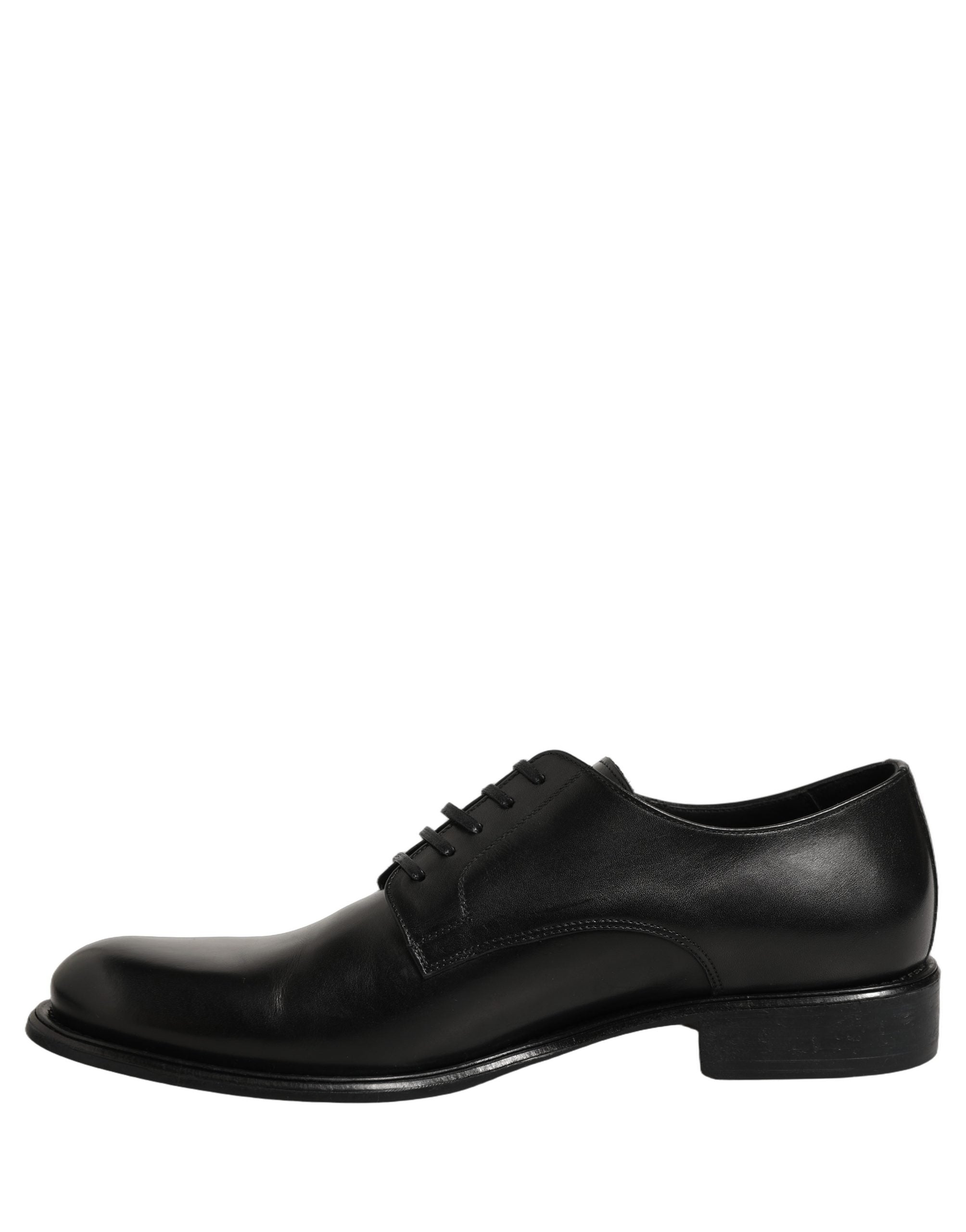 Dolce & Gabbana Black Calfskin Leather Derby Men Dress Shoes