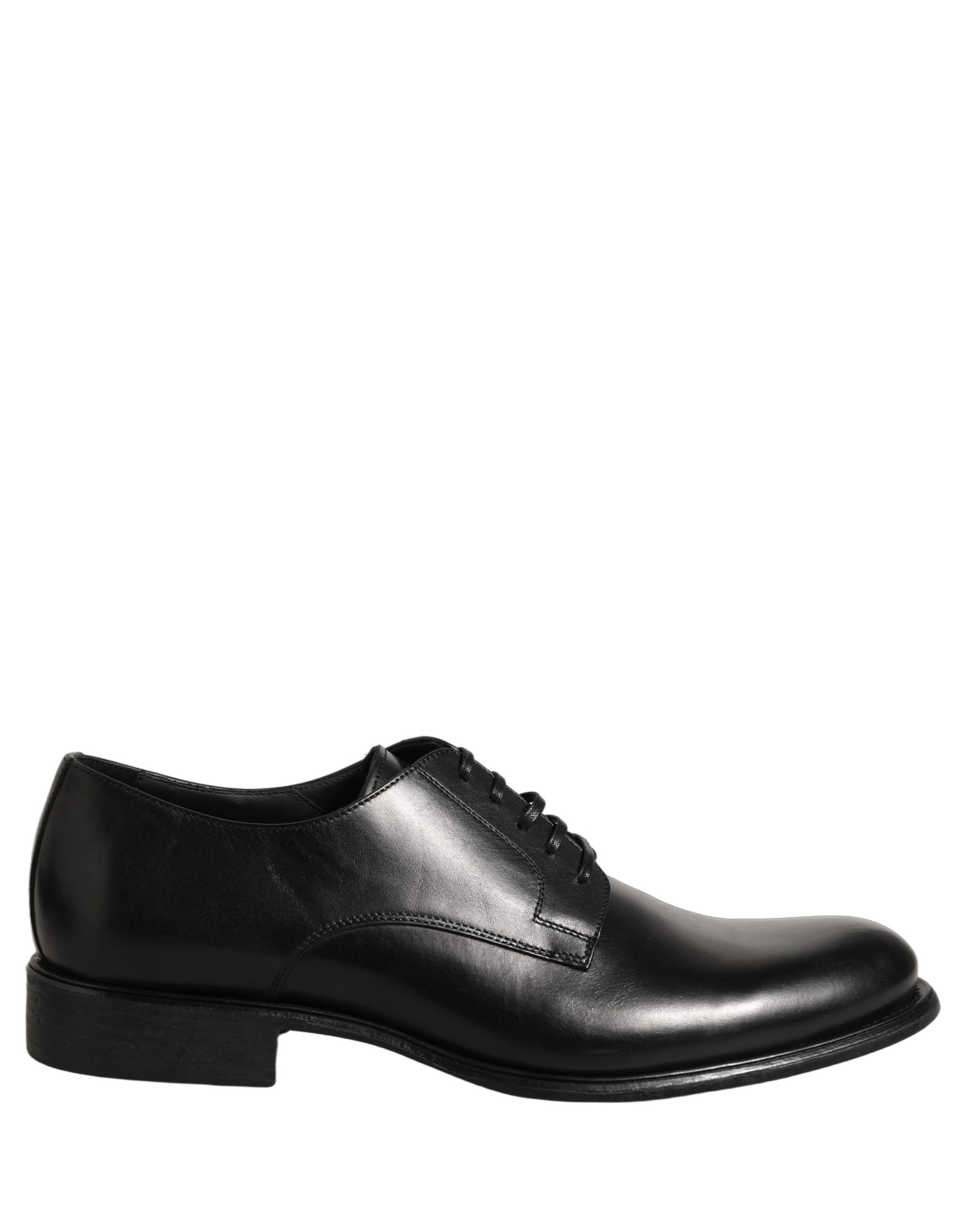 Dolce & Gabbana Black Calfskin Leather Derby Men Dress Shoes