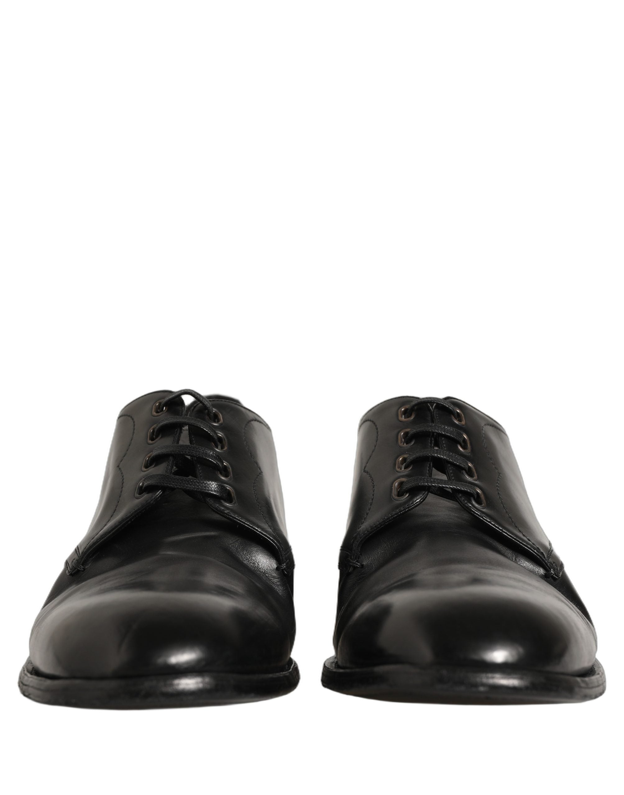 Dolce & Gabbana Black Calfskin Leather Derby Men Dress Shoes