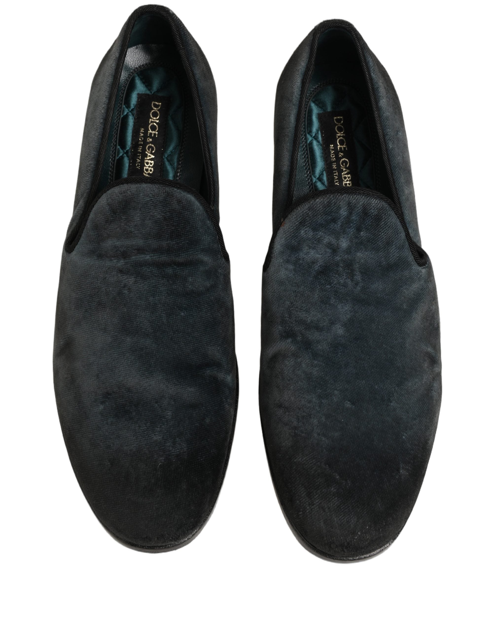 Dolce & Gabbana Blue Suede Slip On Men Slippers Loafers Shoes